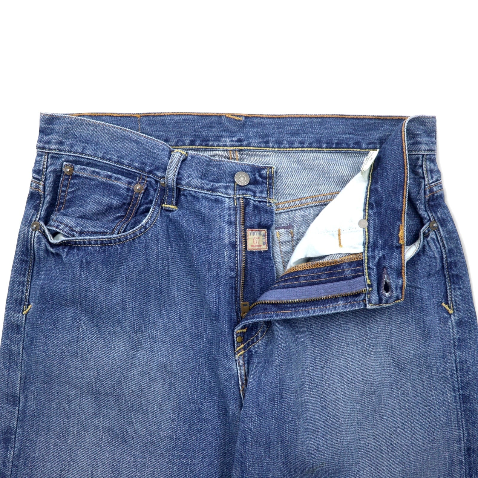 POLO RALPH LAUREN Jeans 32 Blu Cotone Chiusura a cerniera VINTAGE 15941 Prodotto in Messico