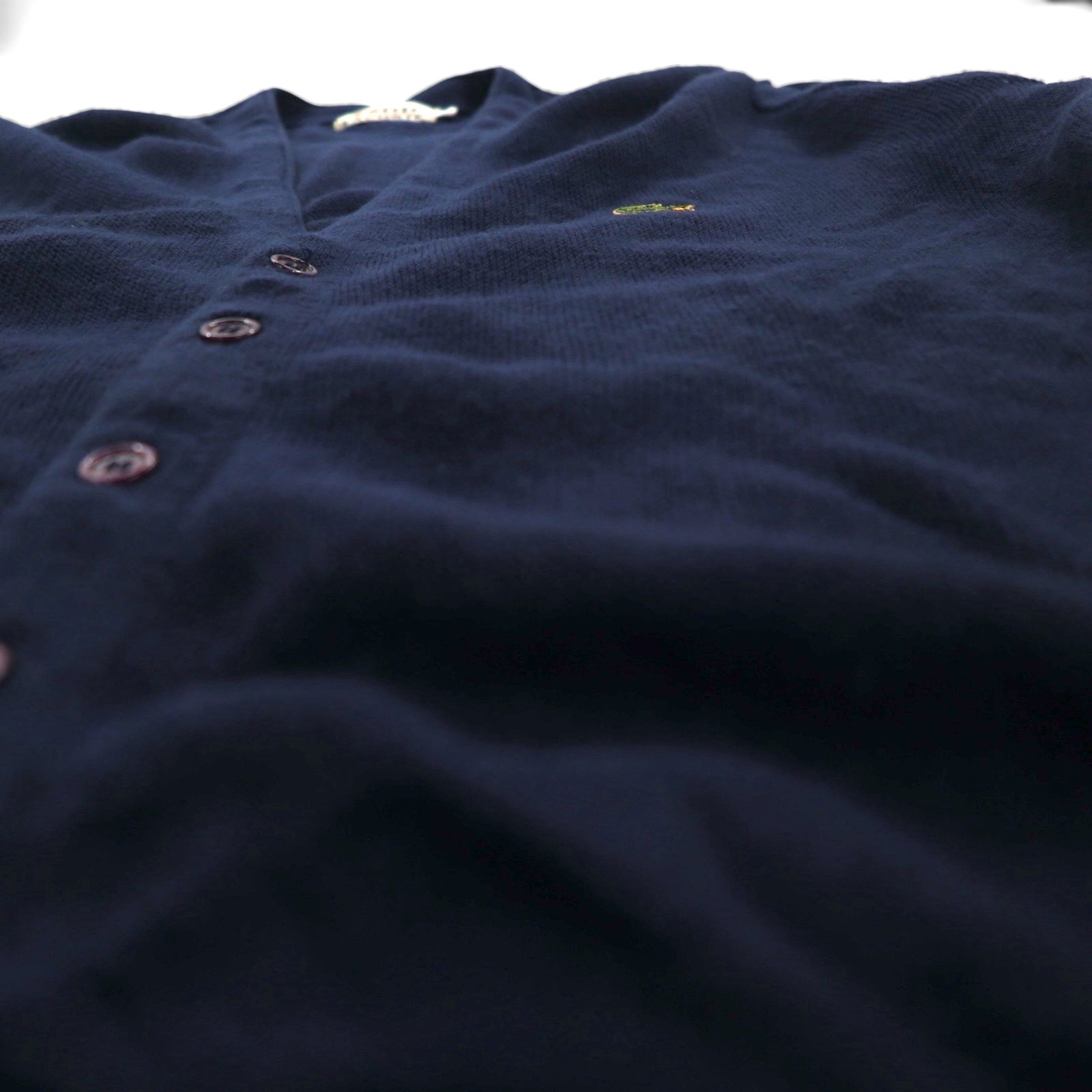 IZOD LACOSTE anni '70 cardigan in maglia acrilica con etichetta "thread spool" taglia L blu navy con logo singolo