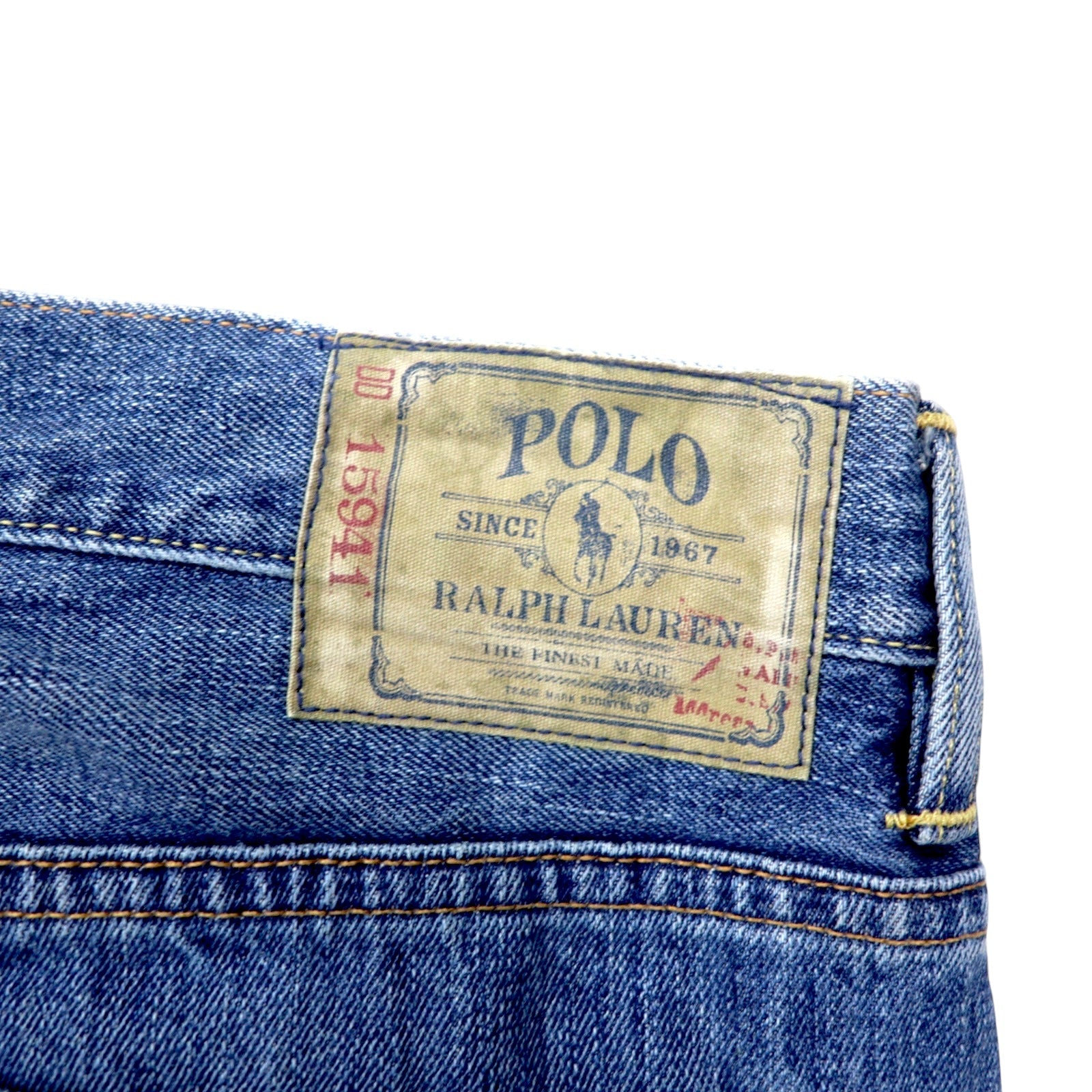 POLO RALPH LAUREN Jeans 32 Blu Cotone Chiusura a cerniera VINTAGE 15941 Prodotto in Messico