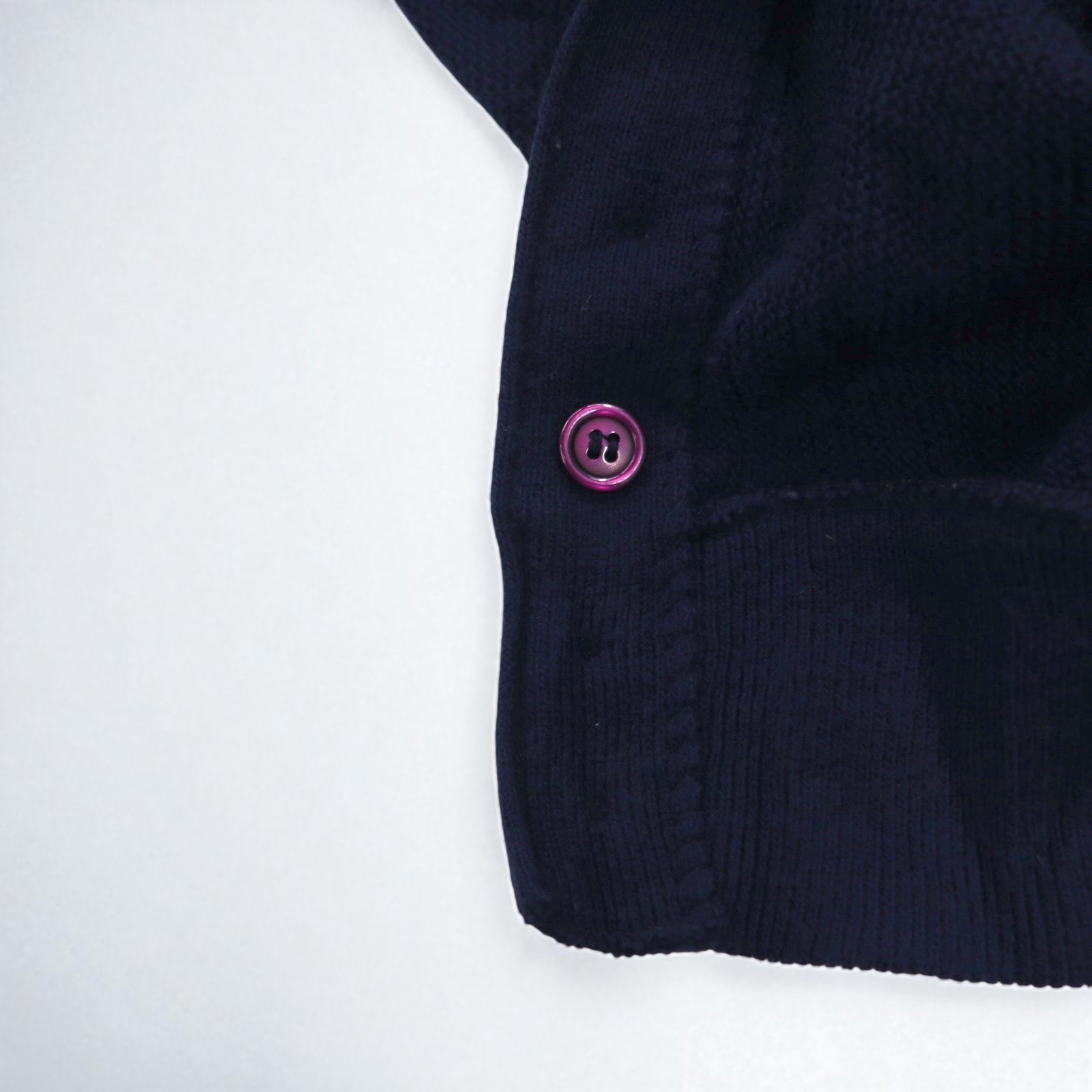 IZOD LACOSTE anni '70 cardigan in maglia acrilica con etichetta "thread spool" taglia L blu navy con logo singolo