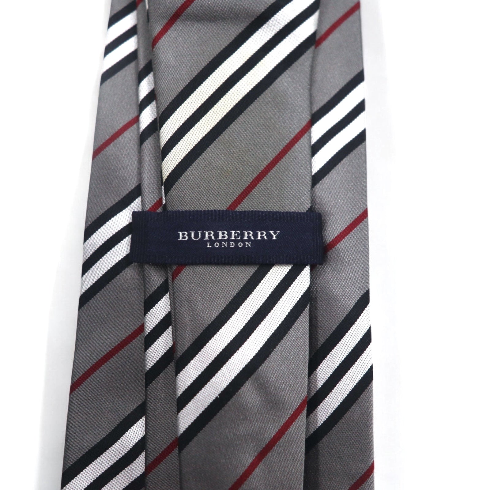 BURBERRY イタリア製 ネクタイ グレー レジメンタル ストライプ シルク