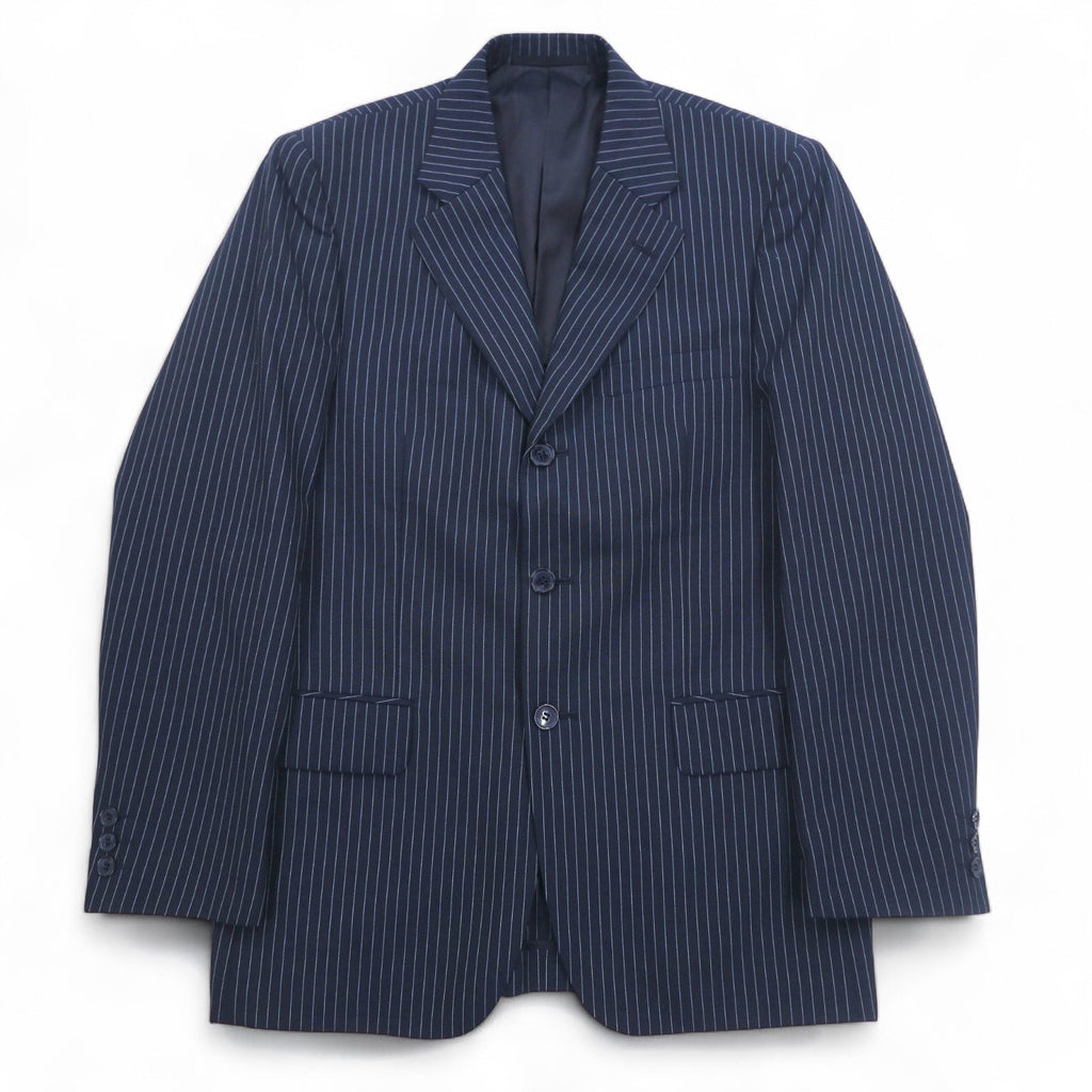 IASON TOKYO ( SADA ) Abito 3 pezzi L blu navy gessato lana piega centrale