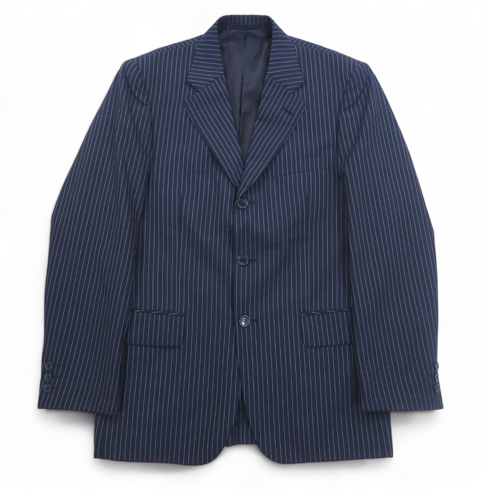 IASON TOKYO ( SADA ) Abito 3 pezzi L blu navy gessato lana piega centrale