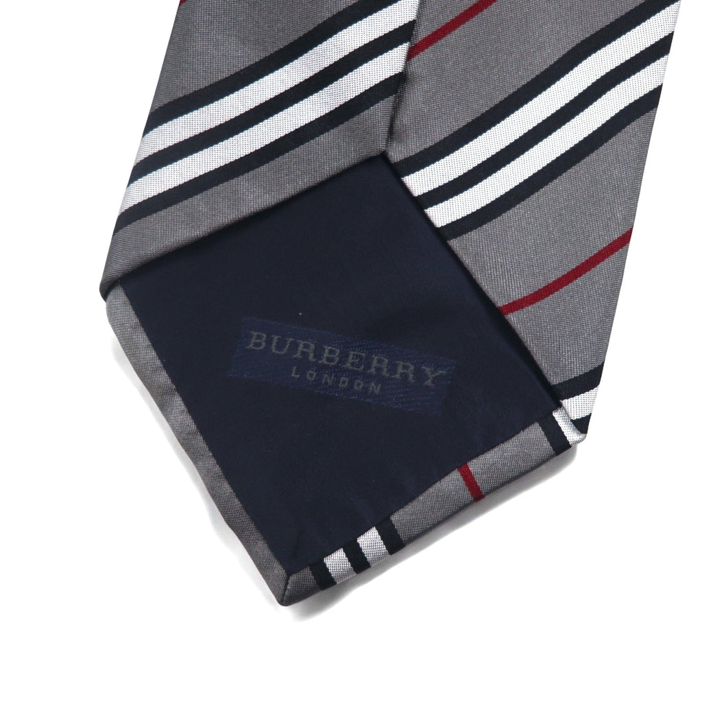 BURBERRY イタリア製 ネクタイ グレー レジメンタル ストライプ シルク