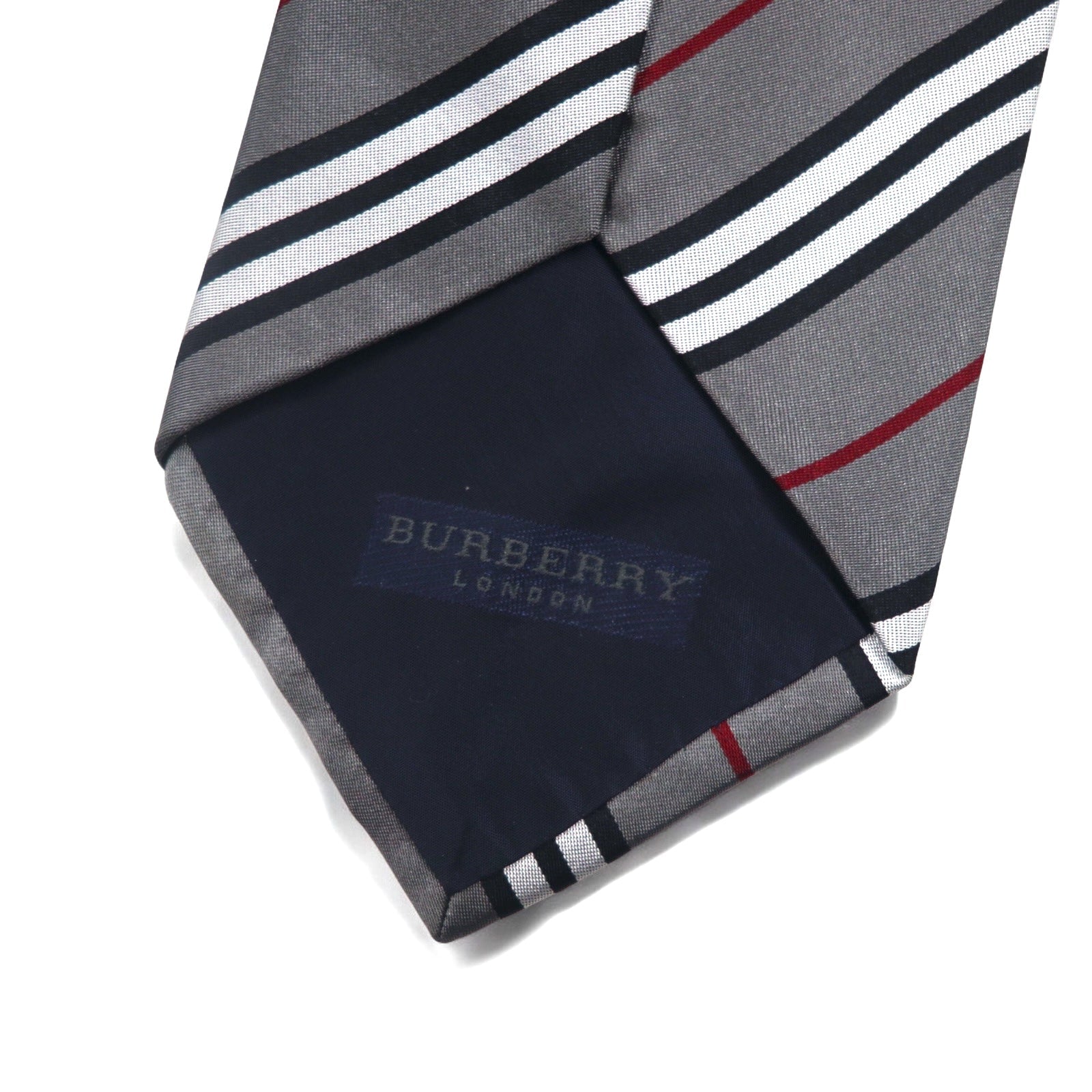 BURBERRY イタリア製 ネクタイ グレー レジメンタル ストライプ シルク