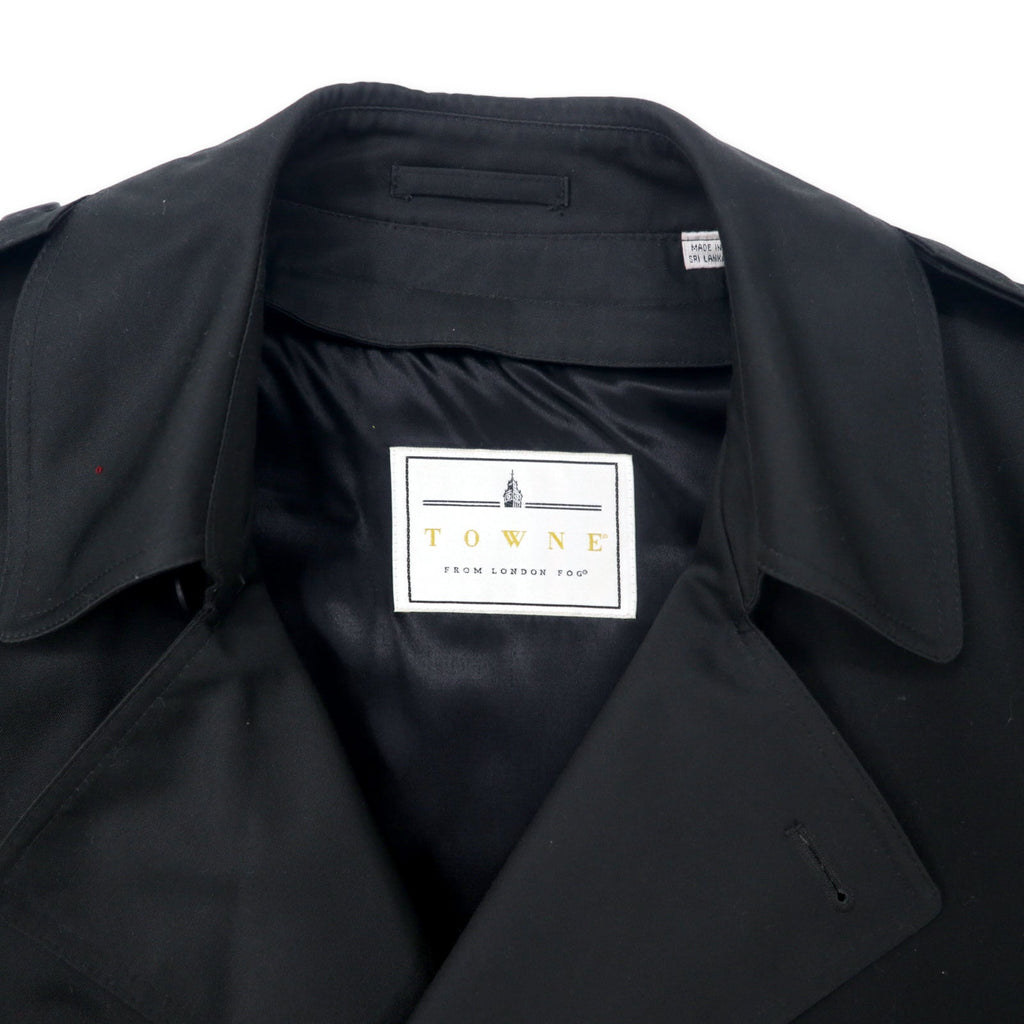 TOWNE BY LONDON FOG anni '90 trench 42 nero poliestere cotone fodera in pile rimovibile Made in Sri Lanka
