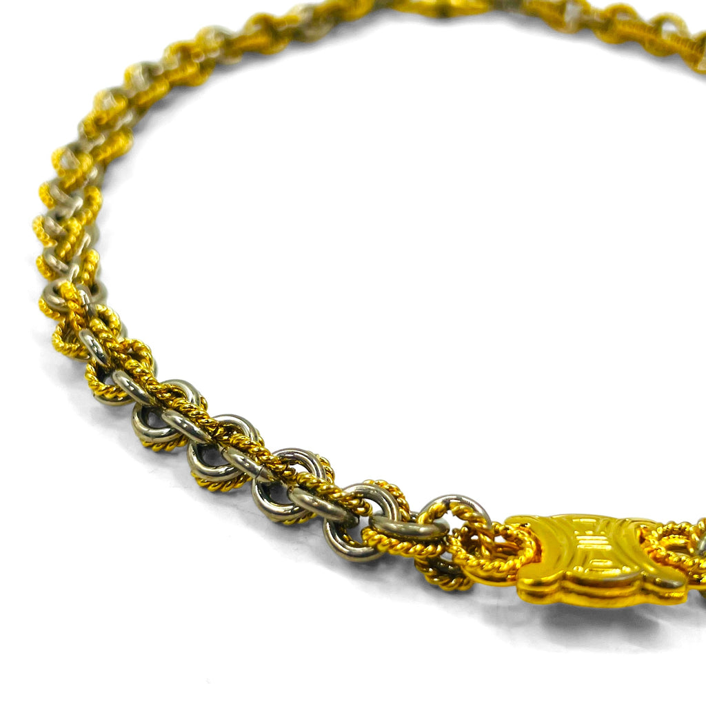 CELINE Collana vintage con catena girocollo, oro, argento, Triomphe