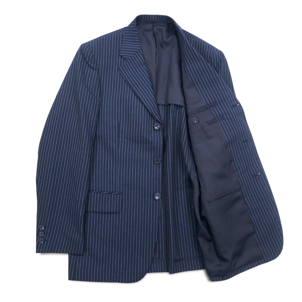 IASON TOKYO ( SADA ) Abito 3 pezzi L blu navy gessato lana piega centrale