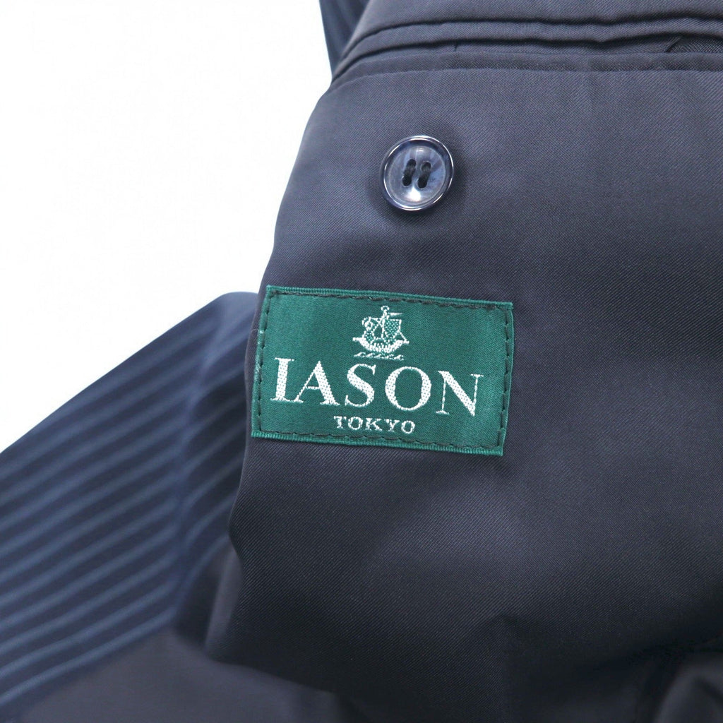 IASON TOKYO ( SADA ) Abito 3 pezzi L blu navy gessato lana piega centrale
