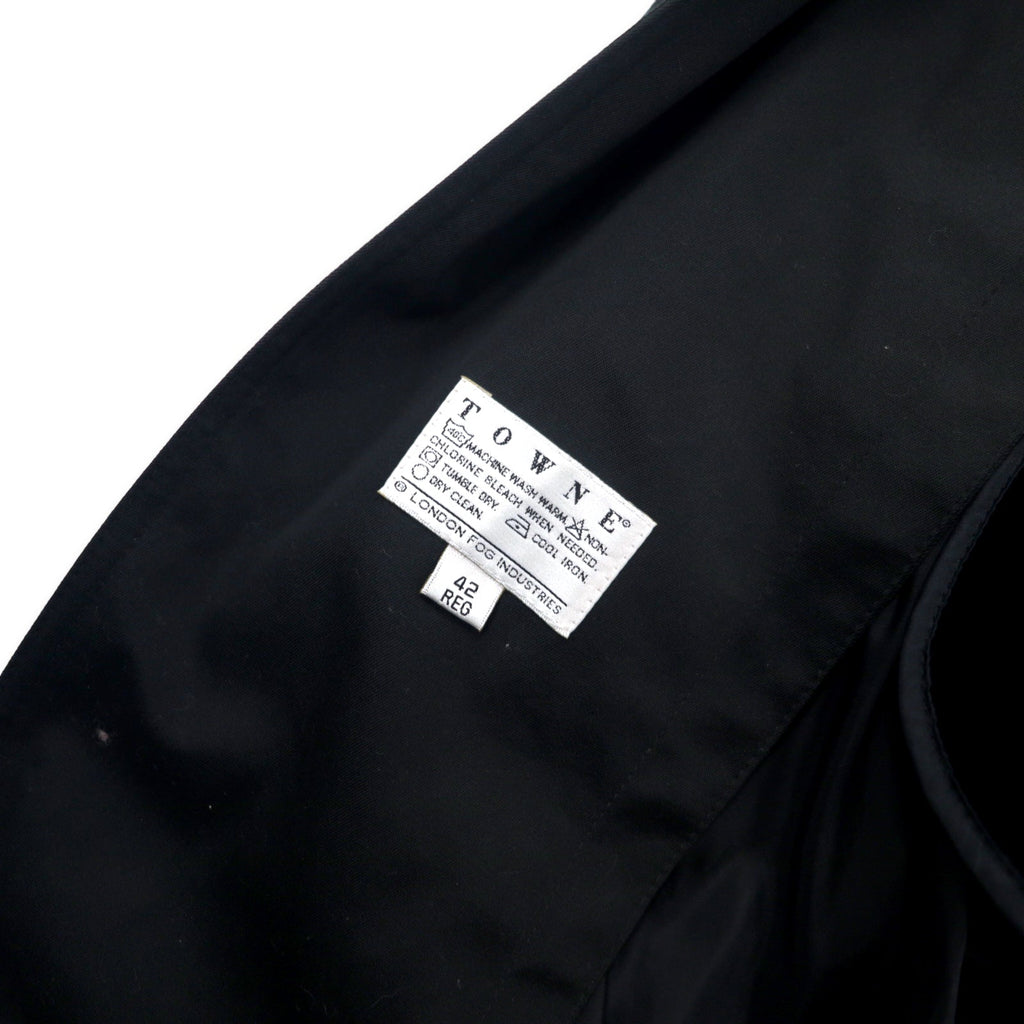 TOWNE BY LONDON FOG anni '90 trench 42 nero poliestere cotone fodera in pile rimovibile Made in Sri Lanka