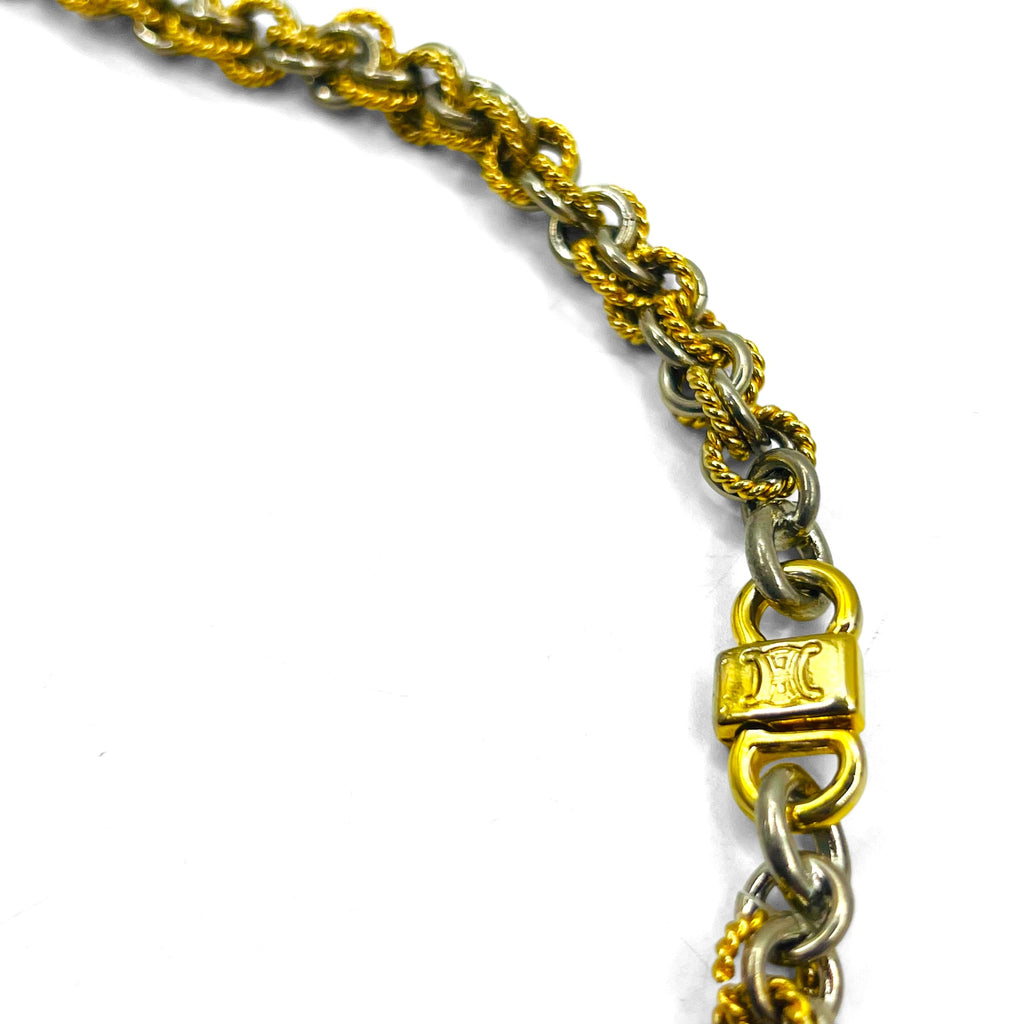 CELINE Collana vintage con catena girocollo, oro, argento, Triomphe