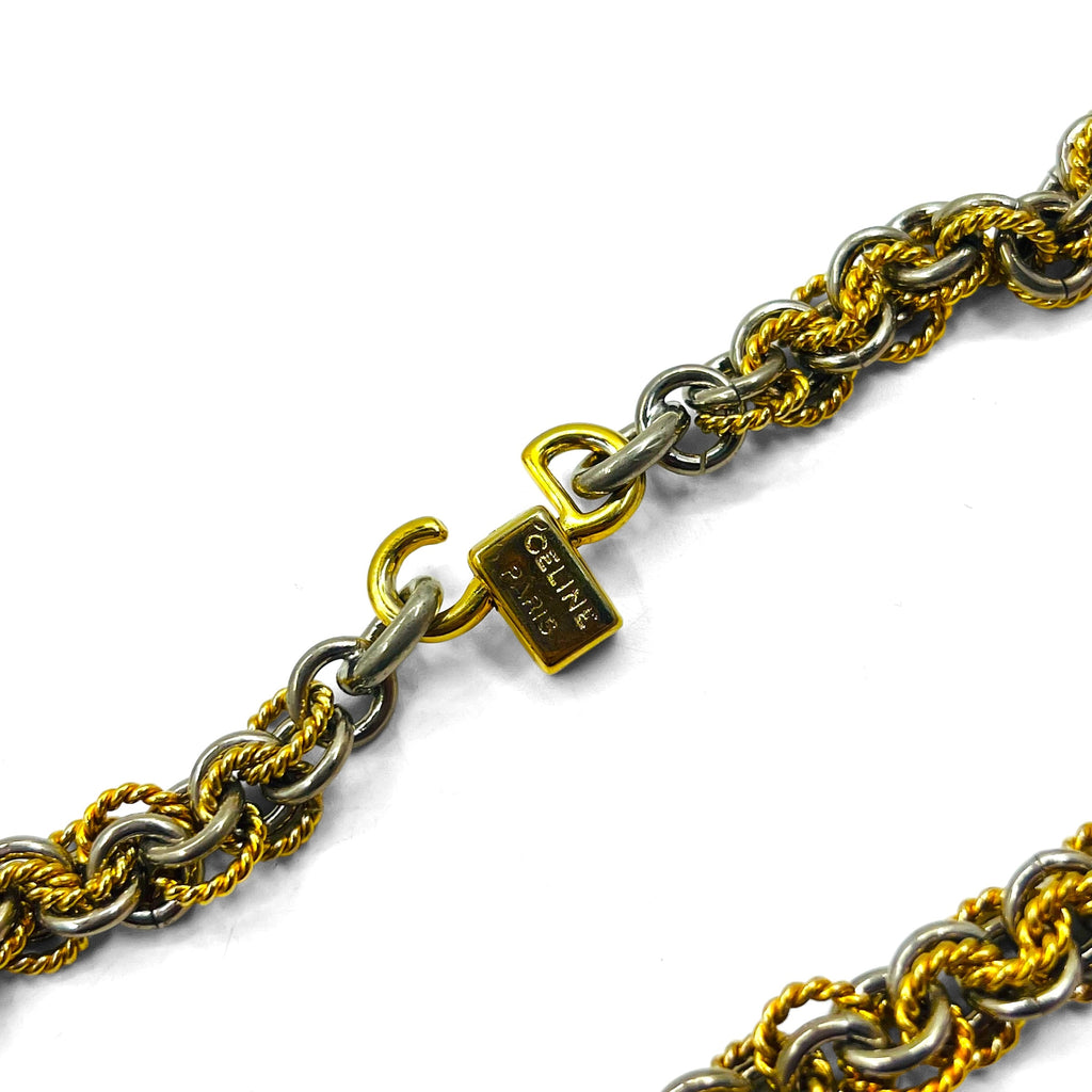 CELINE Collana vintage con catena girocollo, oro, argento, Triomphe