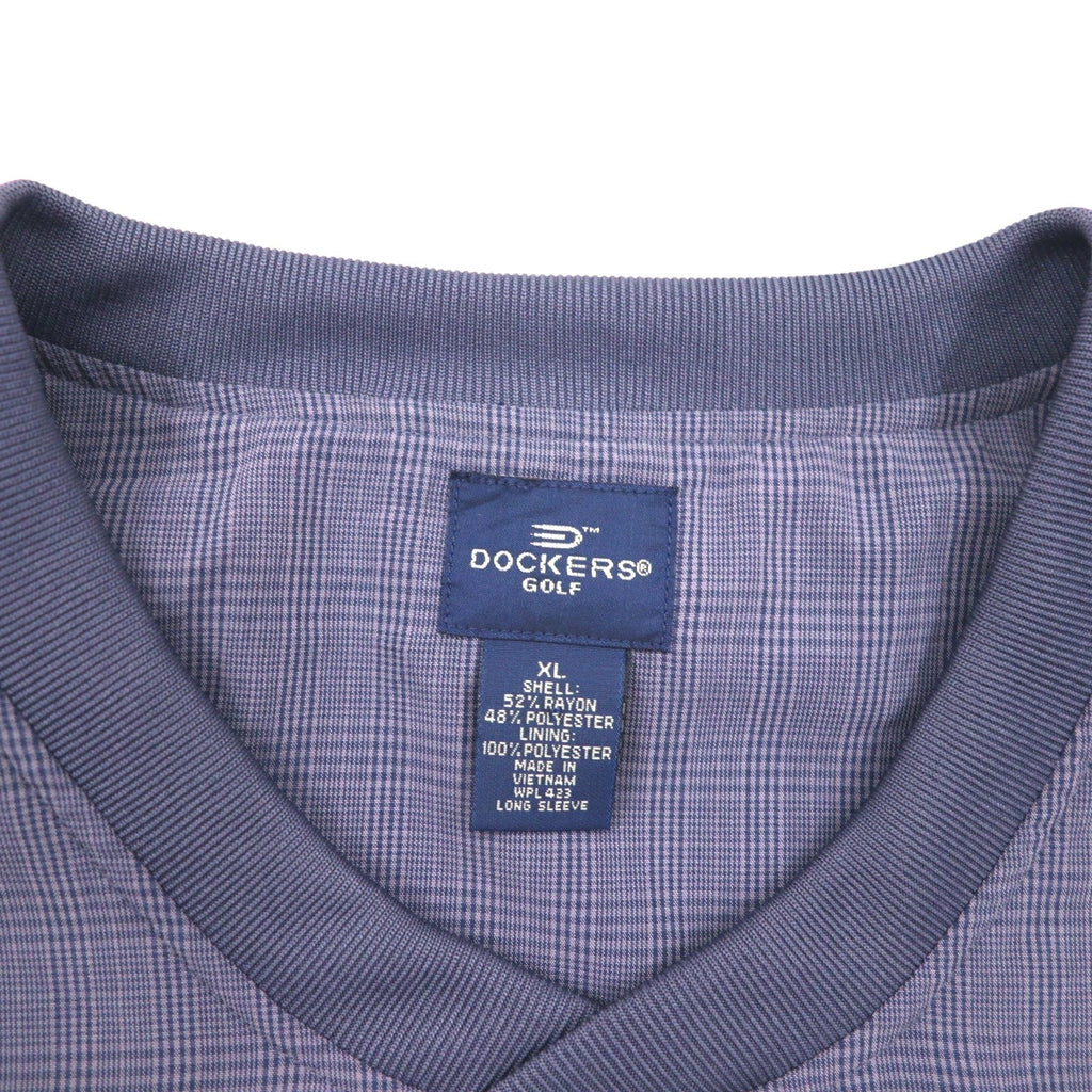 DOCKERS (Levi's) Piste pullover, giacca a vento in nylon, taglia XL, grigio a quadri, rayon, poliestere, impermeabile