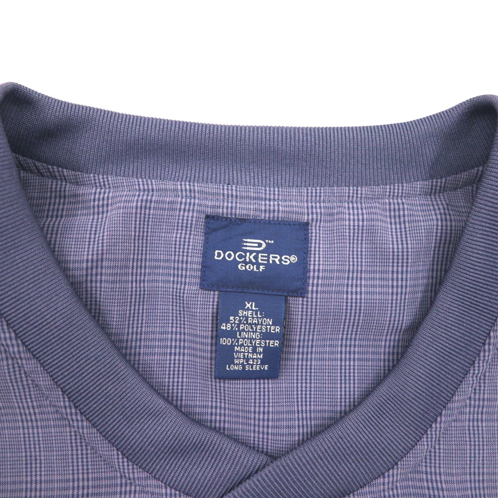 DOCKERS (Levi's) Piste pullover, giacca a vento in nylon, taglia XL, grigio a quadri, rayon, poliestere, impermeabile