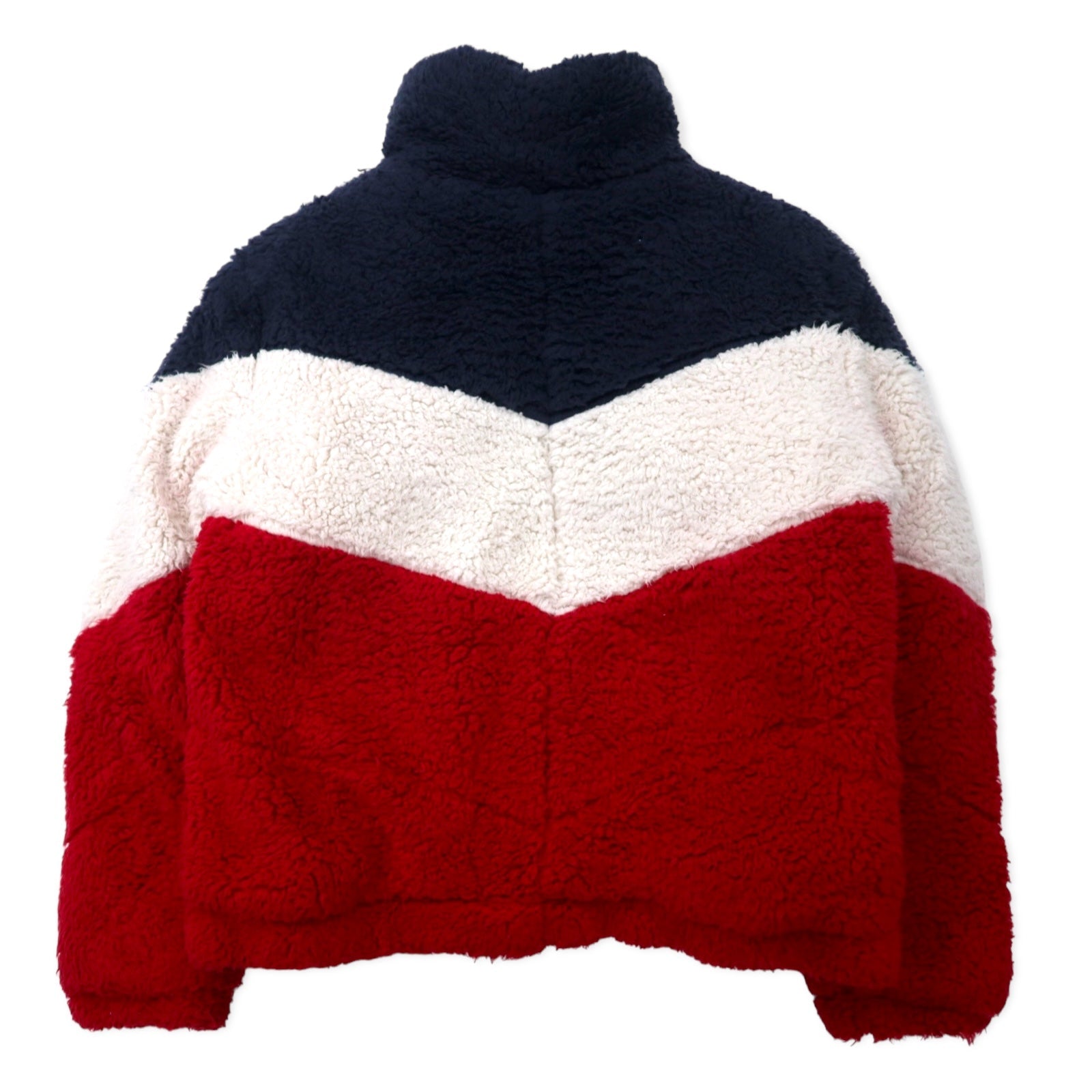 TOMMY HILFIGER SPORT Giacca in pile Sherpa, taglia M, blu navy, bianco, rosso, colori a tricella, poliestere
