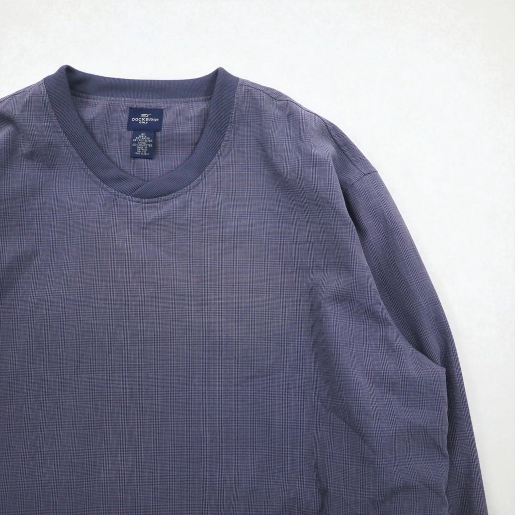 DOCKERS (Levi's) Piste pullover, giacca a vento in nylon, taglia XL, grigio a quadri, rayon, poliestere, impermeabile