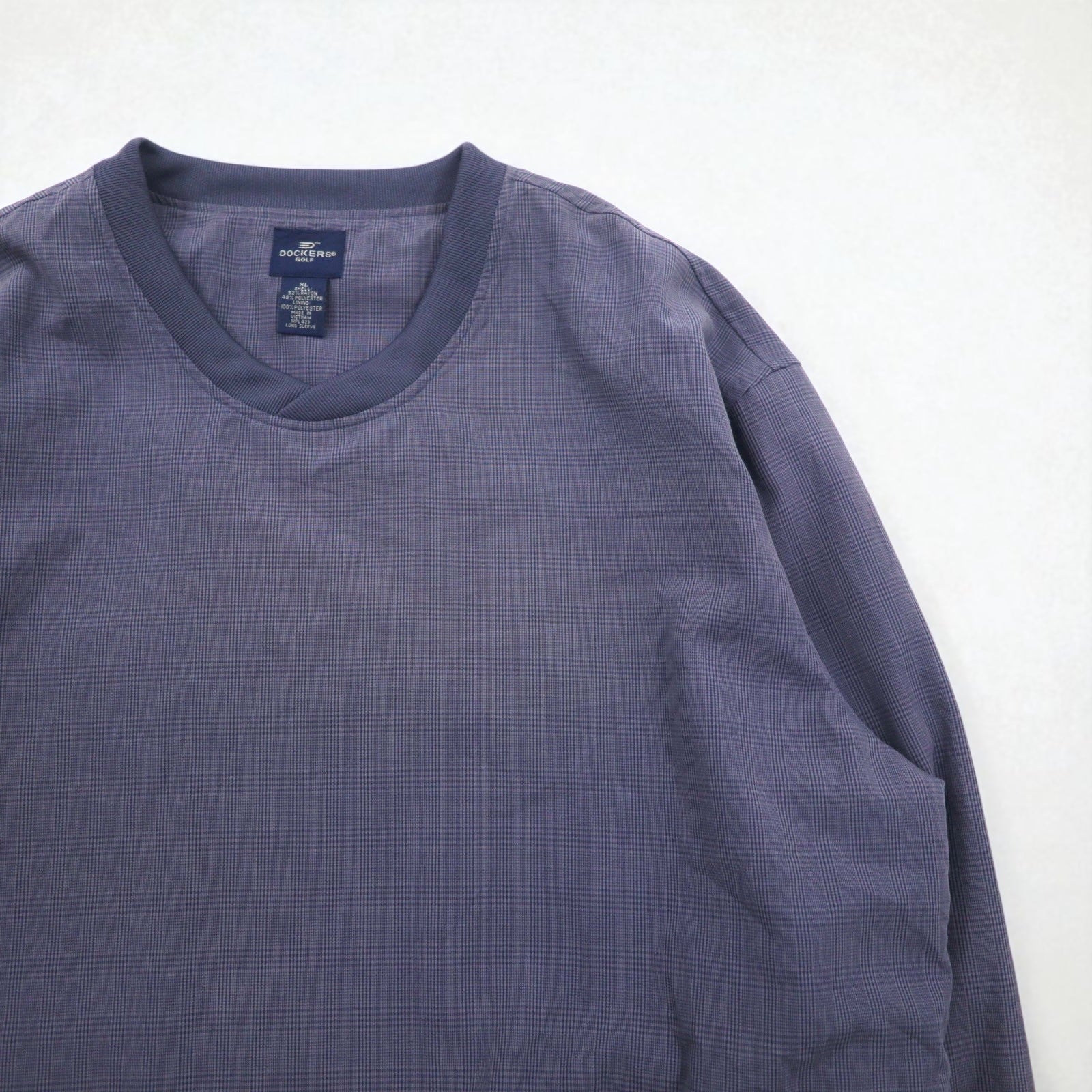 DOCKERS (Levi's) Piste pullover, giacca a vento in nylon, taglia XL, grigio a quadri, rayon, poliestere, impermeabile