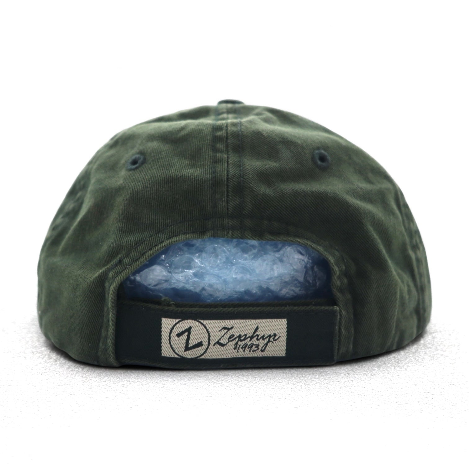 Anni '90 ZEPHYR cappellino a 6 pannelli lavato ricamato college FREE con velcro, kaki, SOUTH FLORIDA, logo ad arco
