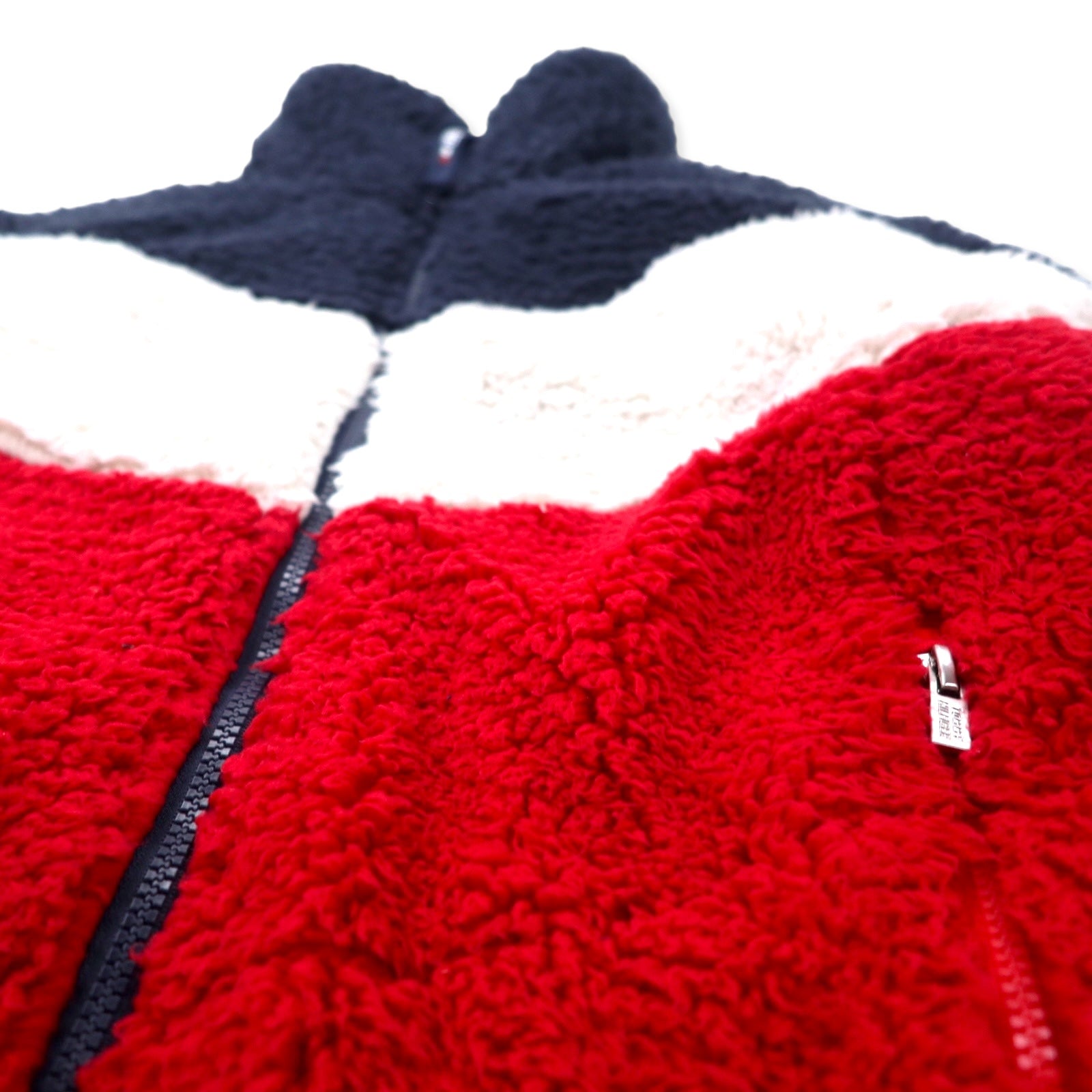 TOMMY HILFIGER SPORT Giacca in pile Sherpa, taglia M, blu navy, bianco, rosso, colori a tricella, poliestere