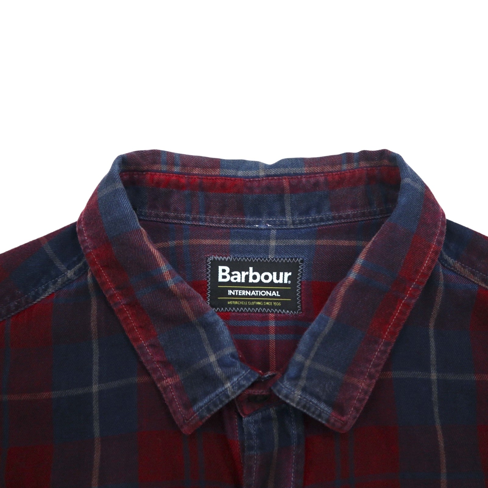 Barbour INTERNATIONAL Camicia da lavoro in flanella leggera XL blu navy a quadri rossi cotone