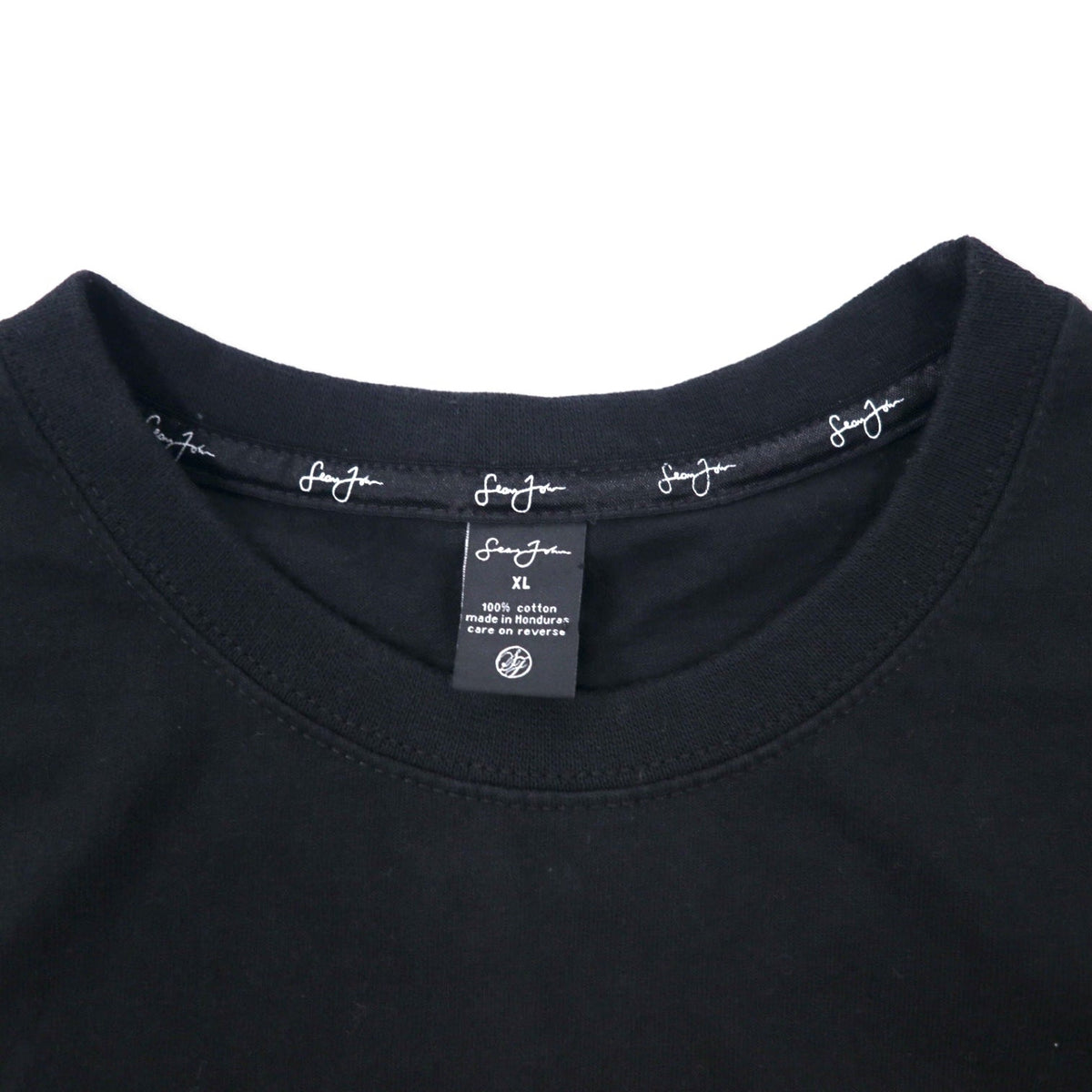 Sean John anni 2000 Maglietta con ricamo NO MERCY taglia XL in cotone nera, oversize