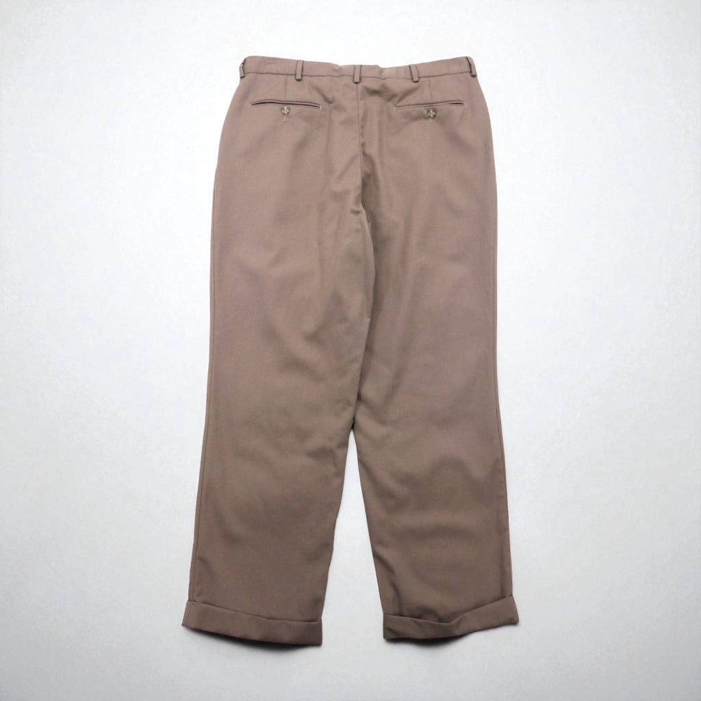 NAUTICA 2タック ワイド スラックスパンツ L ベージュ ウール