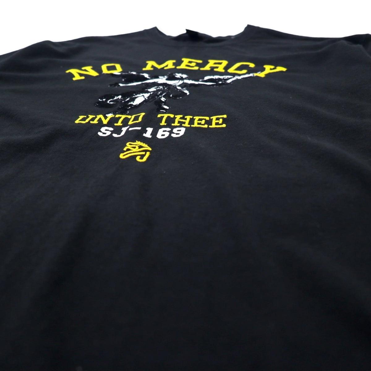 Sean John anni 2000 Maglietta con ricamo NO MERCY taglia XL in cotone nera, oversize