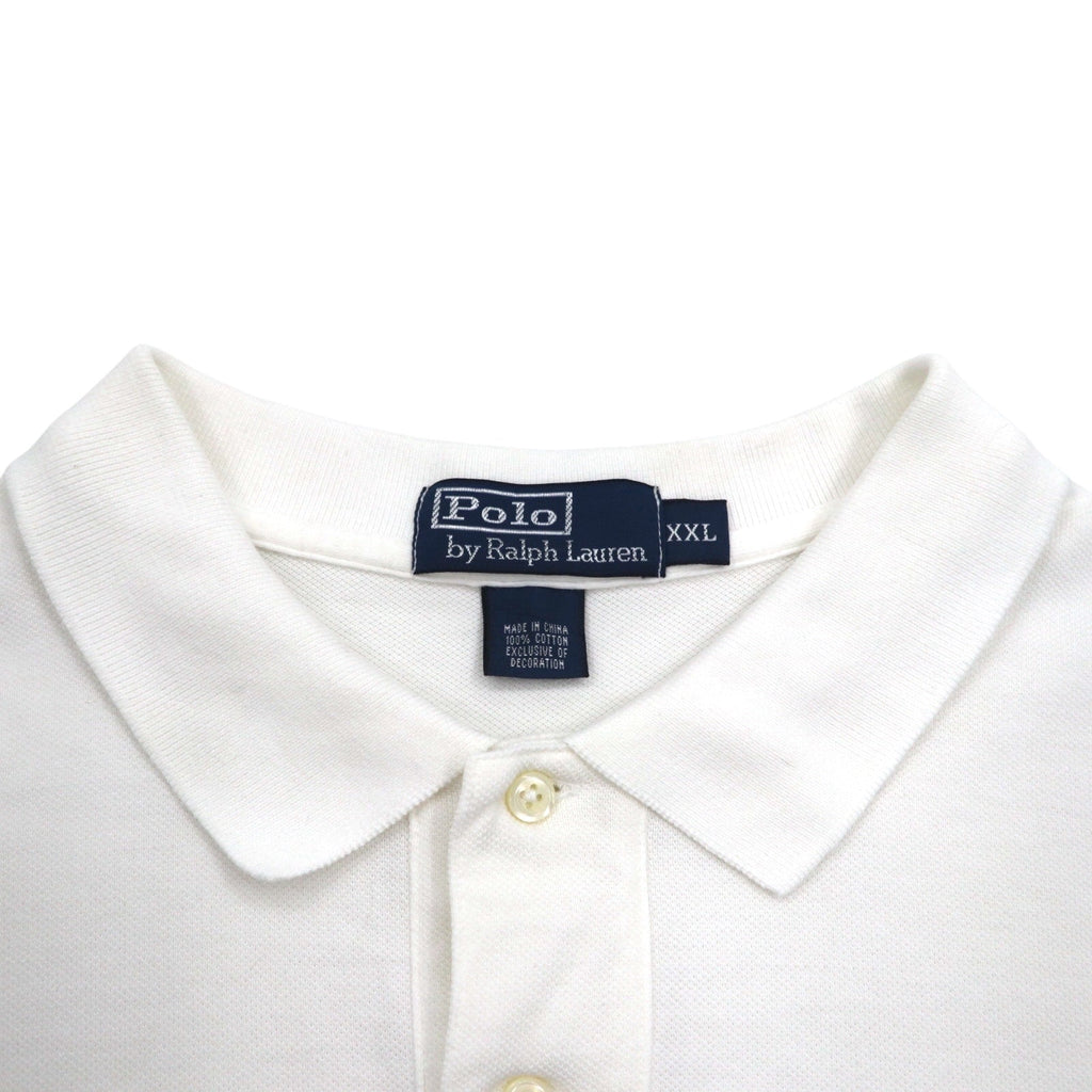 Polo by Ralph Lauren 90年代 ポロシャツ 2XL ビッグサイズ ホワイト コットン 鹿の子 スモールポニー刺繍