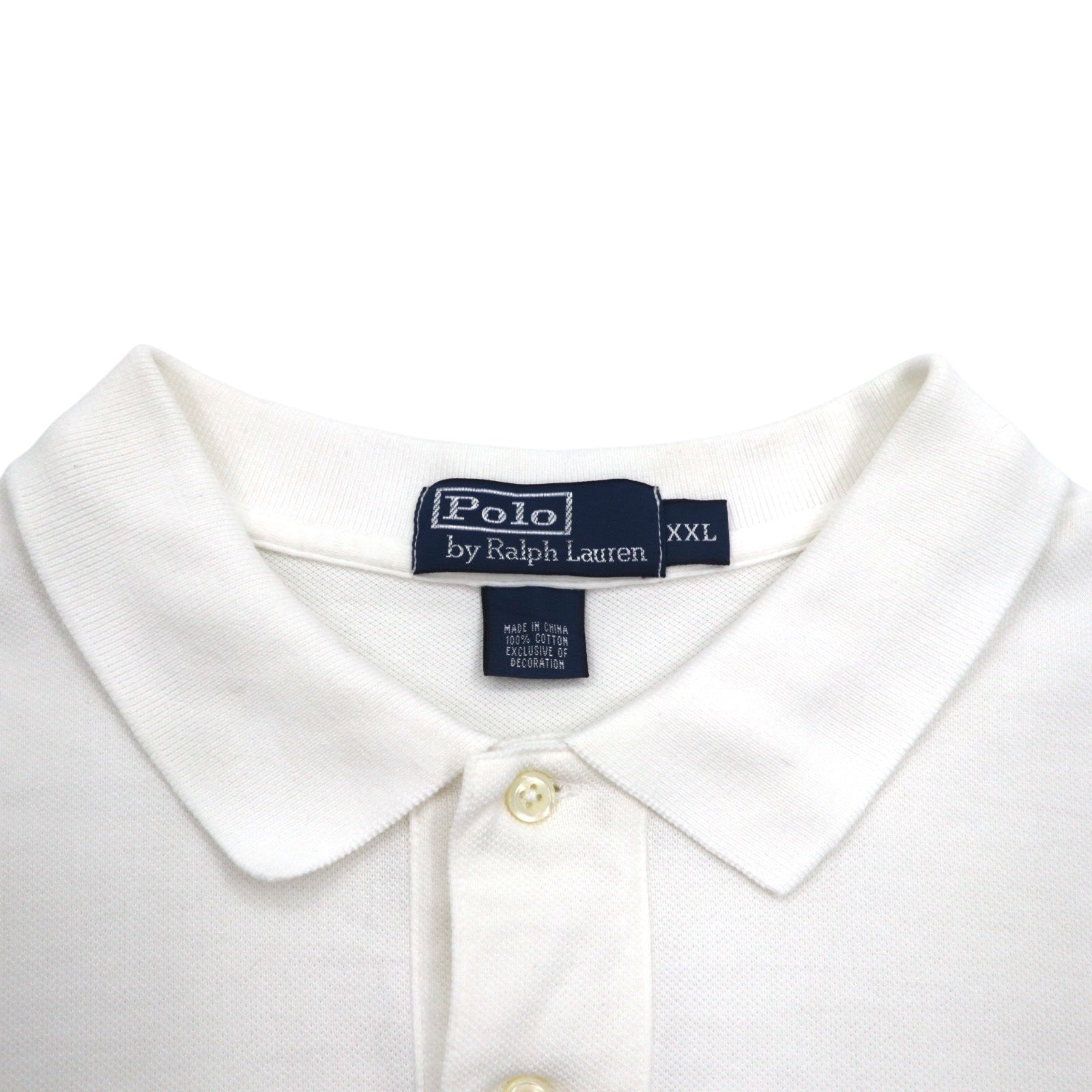 Polo by Ralph Lauren 90年代 ポロシャツ 2XL ビッグサイズ ホワイト コットン 鹿の子 スモールポニー刺繍