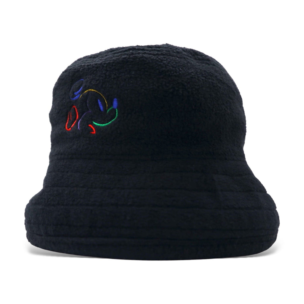 Cappello a secchiello in pile Walt Disney World anni '90 TAGLIA UNICA, colore nero, in poliestere con Topolino