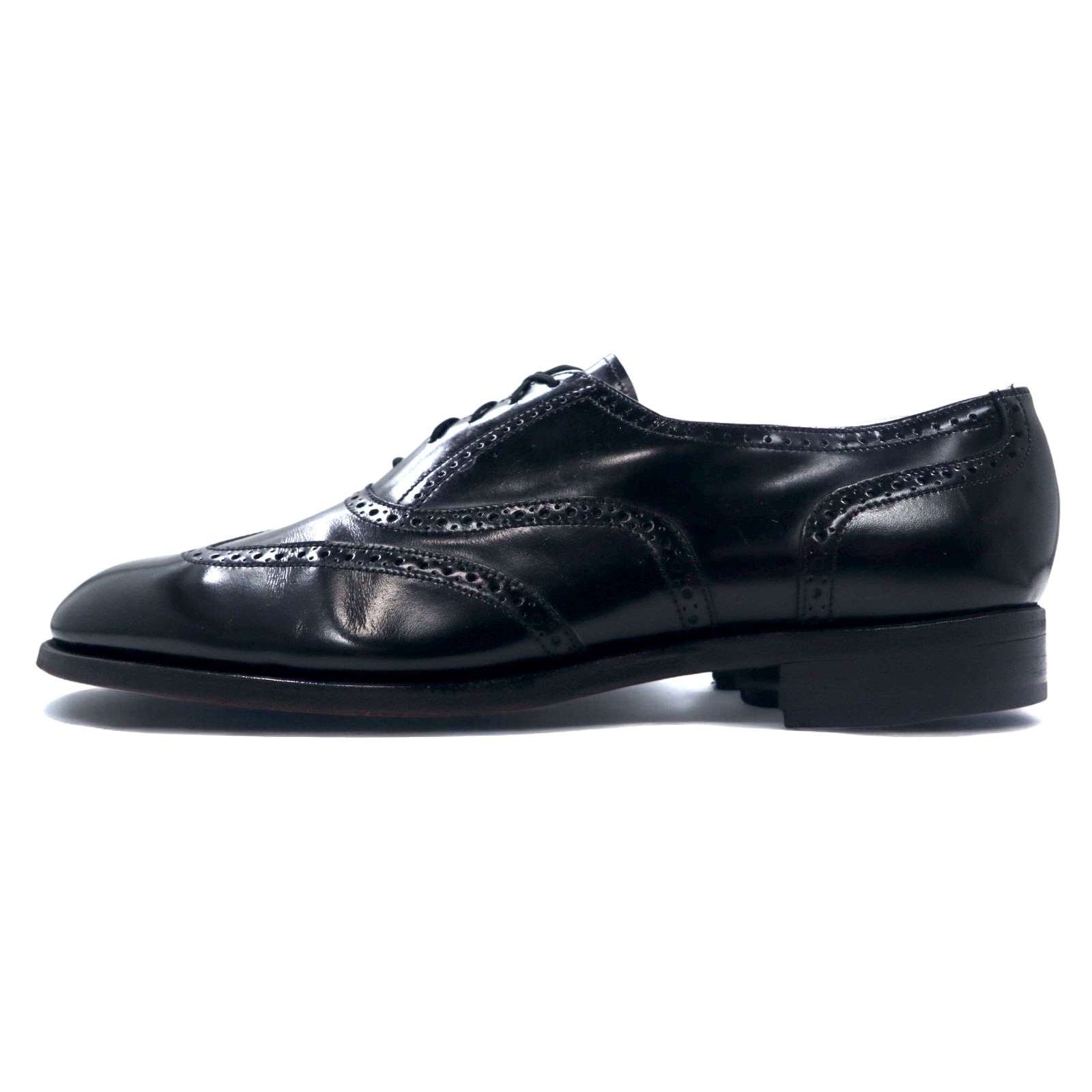 FLORSHEIM anni '80 Wingtip Medallion Scarpe Eleganti 28cm Pelle Nera 20364