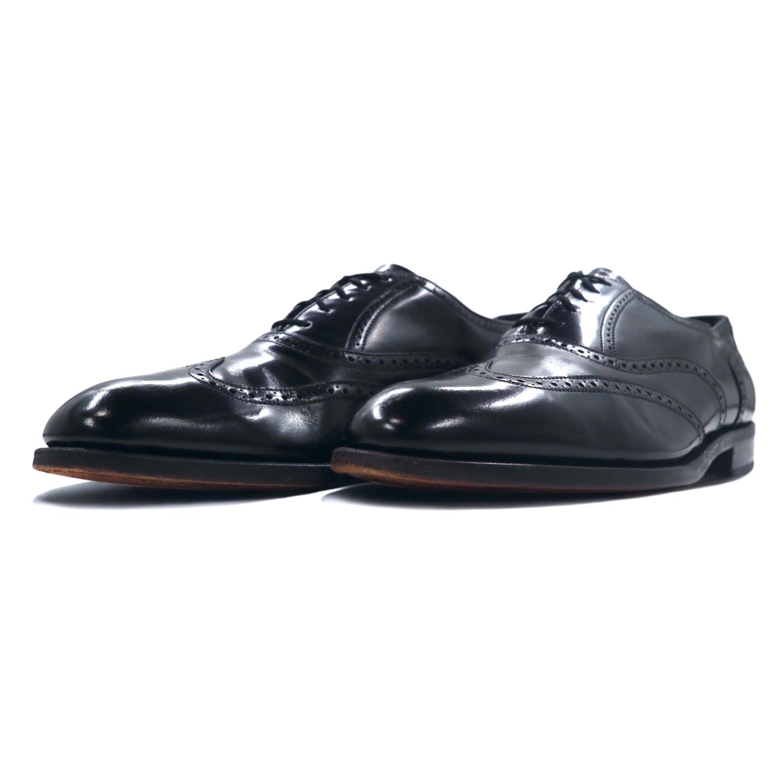 FLORSHEIM anni '80 Wingtip Medallion Scarpe Eleganti 28cm Pelle Nera 20364