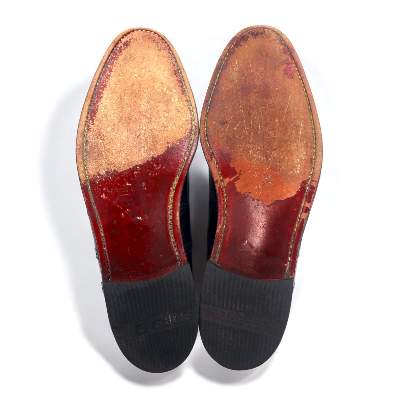 FLORSHEIM anni '80 Wingtip Medallion Scarpe Eleganti 28cm Pelle Nera 20364