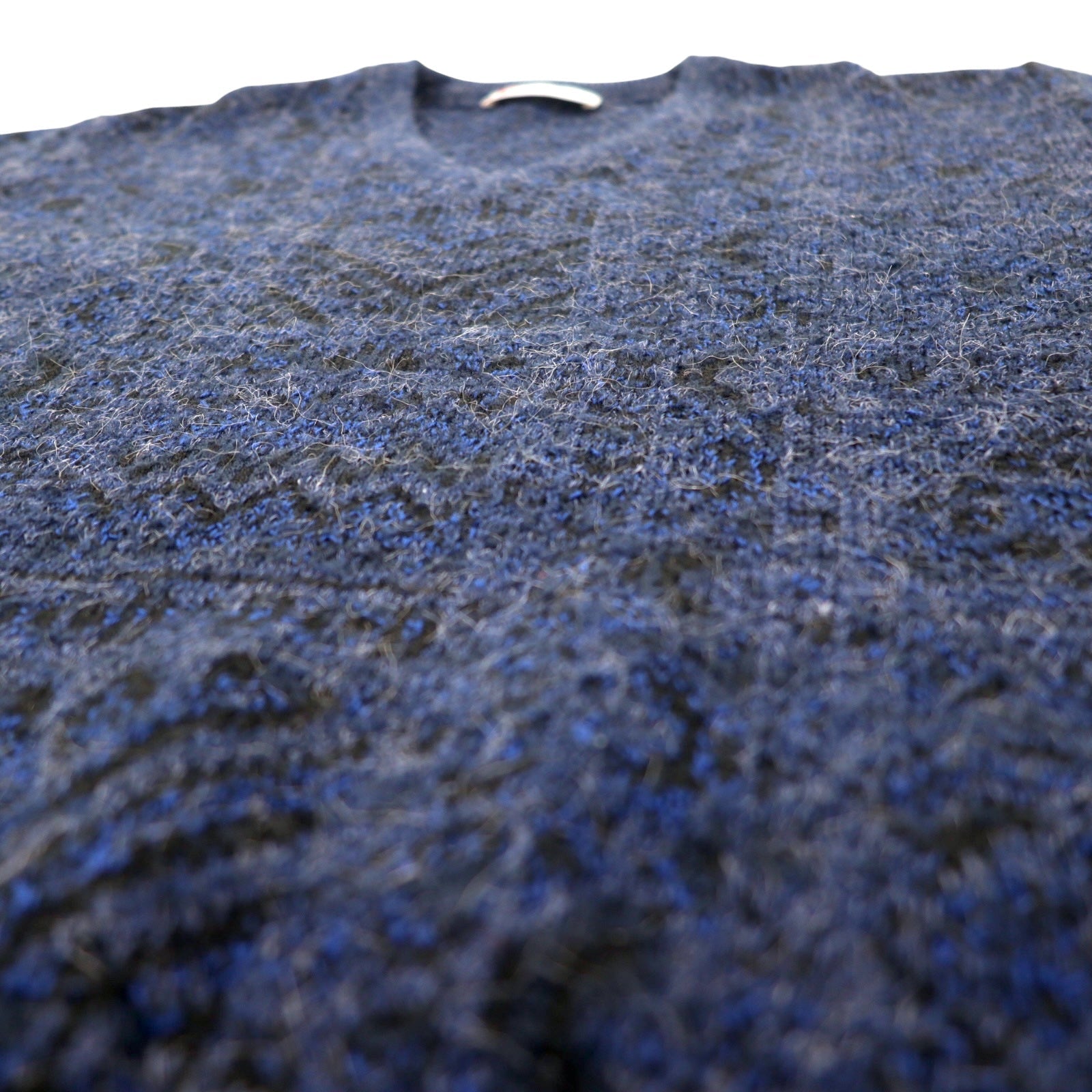 Maglione V-neck in jacquard Michelangelo anni '90, taglia M, blu navy, acrilico, fantasia all-over