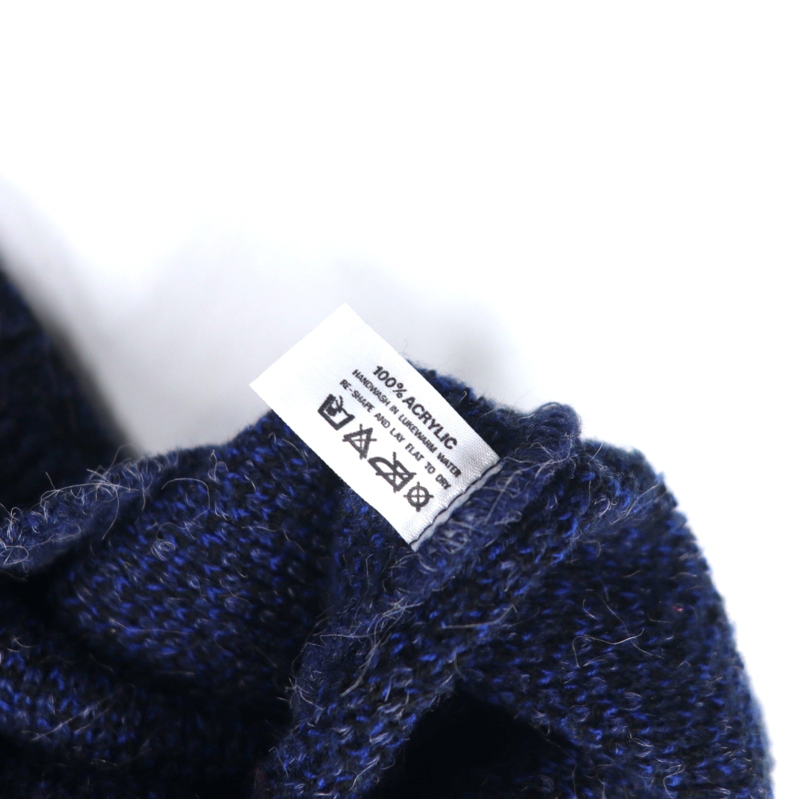 Maglione V-neck in jacquard Michelangelo anni '90, taglia M, blu navy, acrilico, fantasia all-over
