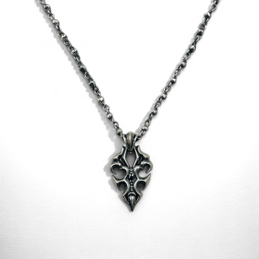 Vintage Skull Chain Necklace Collana a catena con teschio Pendente Argento STERLING 925 Gothic Rock