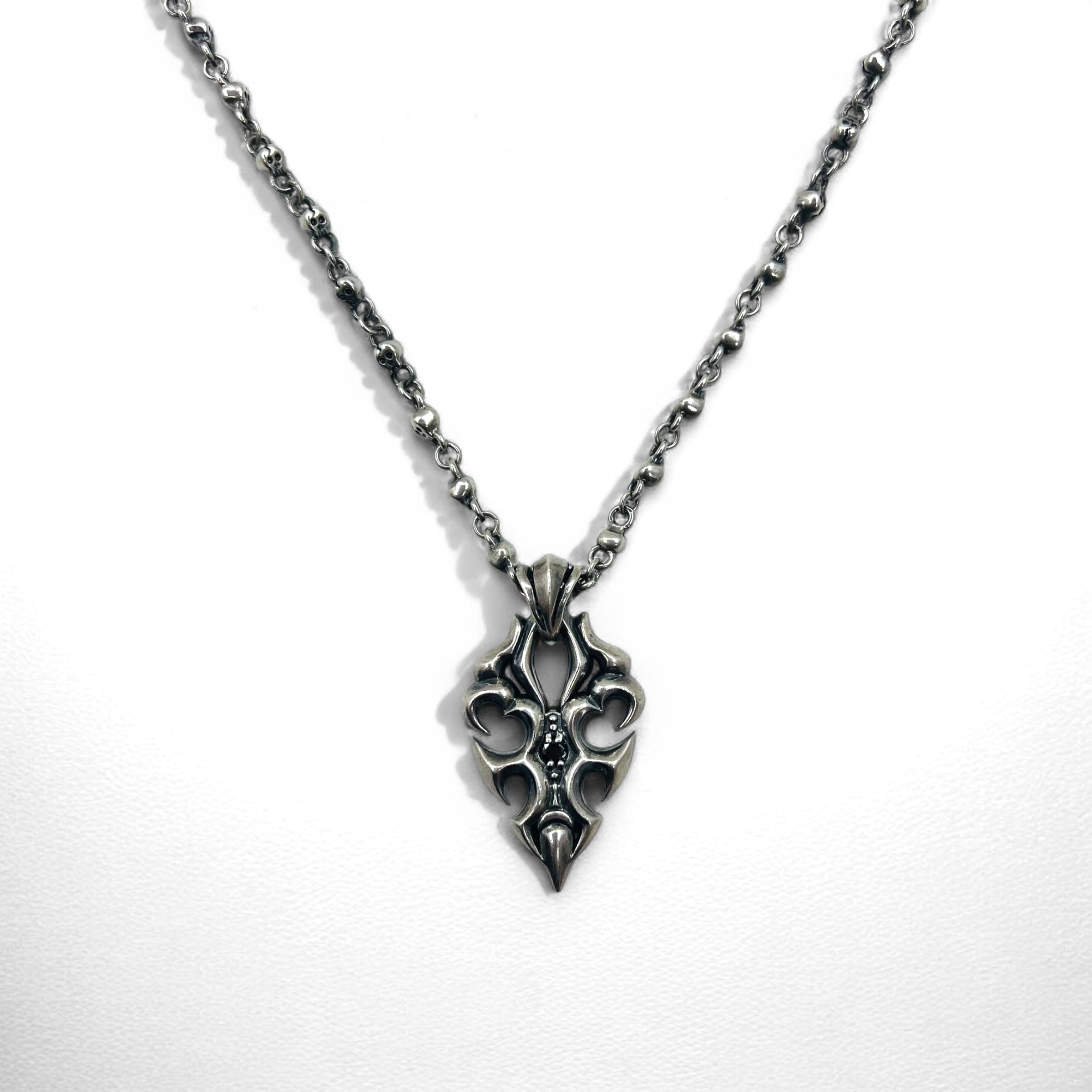 Vintage Skull Chain Necklace Collana a catena con teschio Pendente Argento STERLING 925 Gothic Rock
