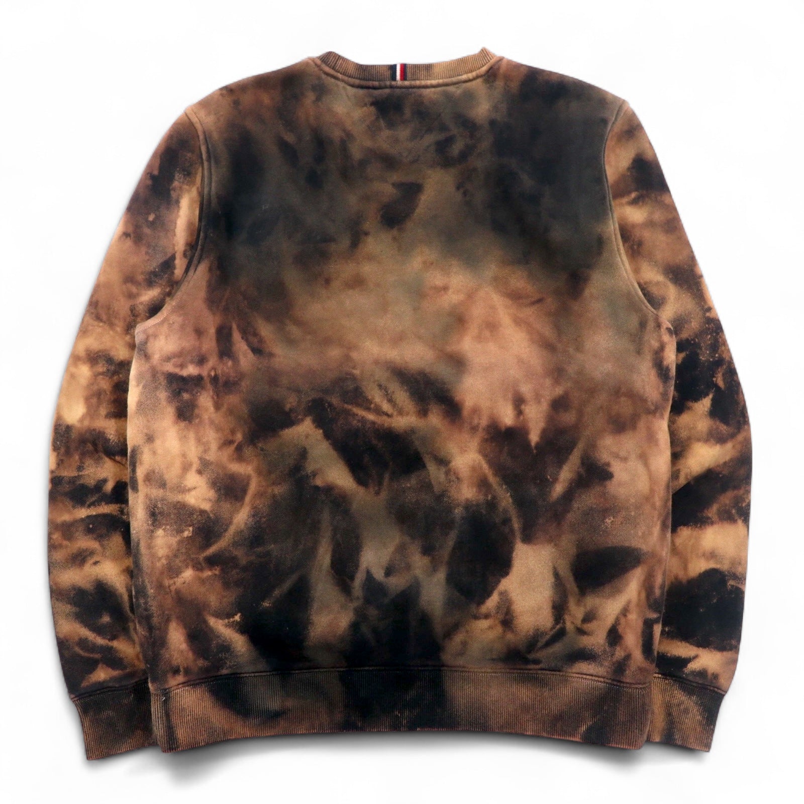 Felpa TOMMY HILFIGER tie-dye scollo a V, taglia M, colore nero con stampa logo a bandiera