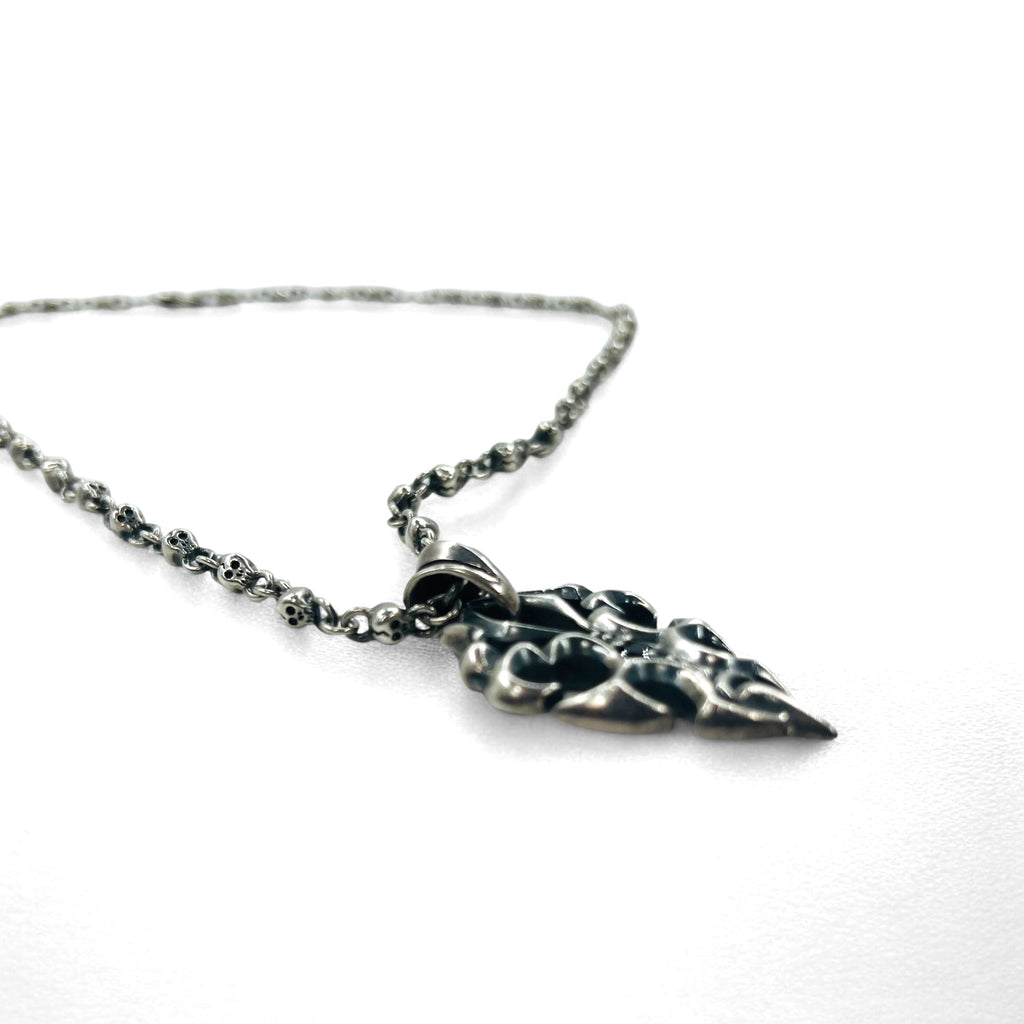 Vintage Skull Chain Necklace Collana a catena con teschio Pendente Argento STERLING 925 Gothic Rock
