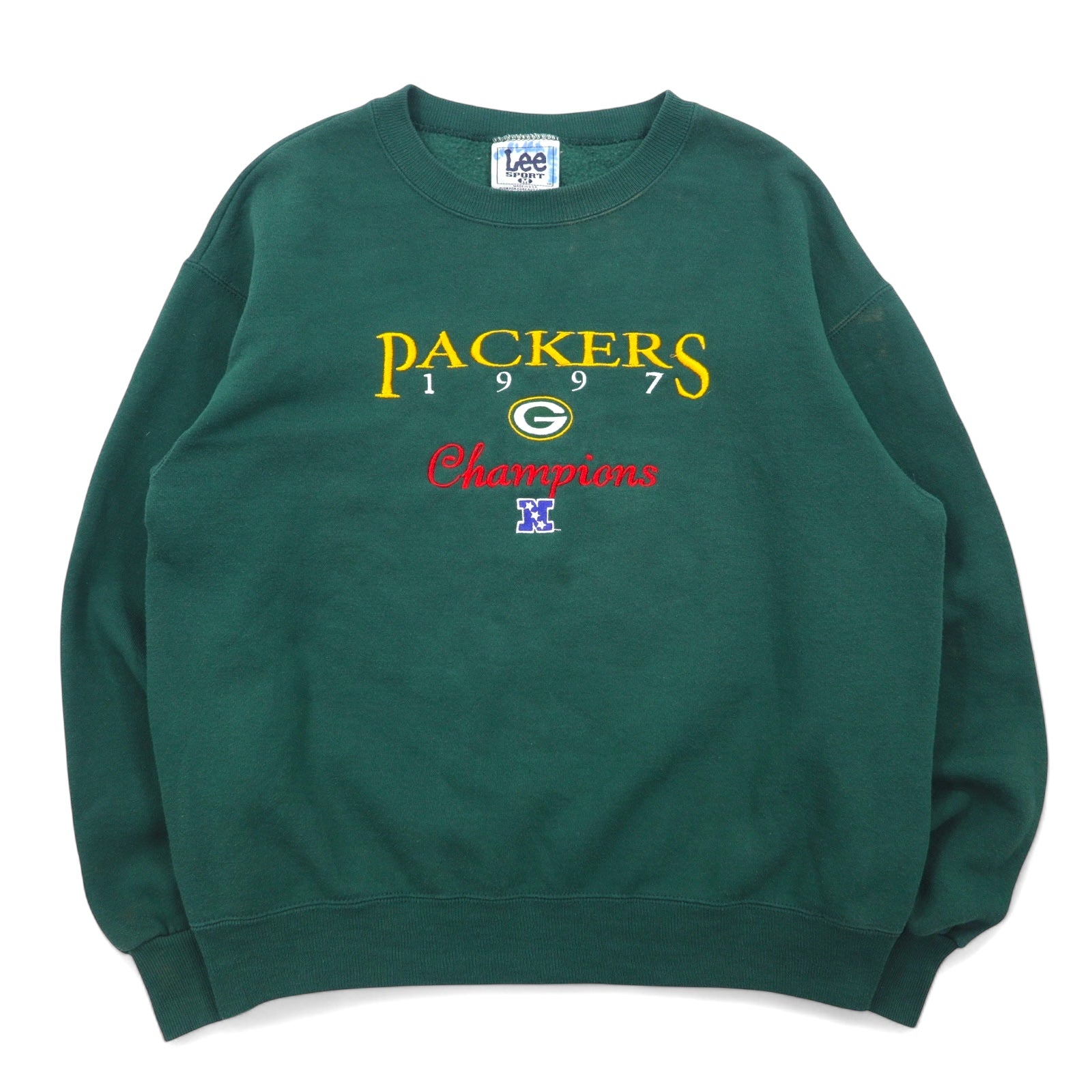 Lee SPORT anni '90 Made in USA NFL Ricamo Felpa M Verde Cotone PACKERS Packers NUTMEG