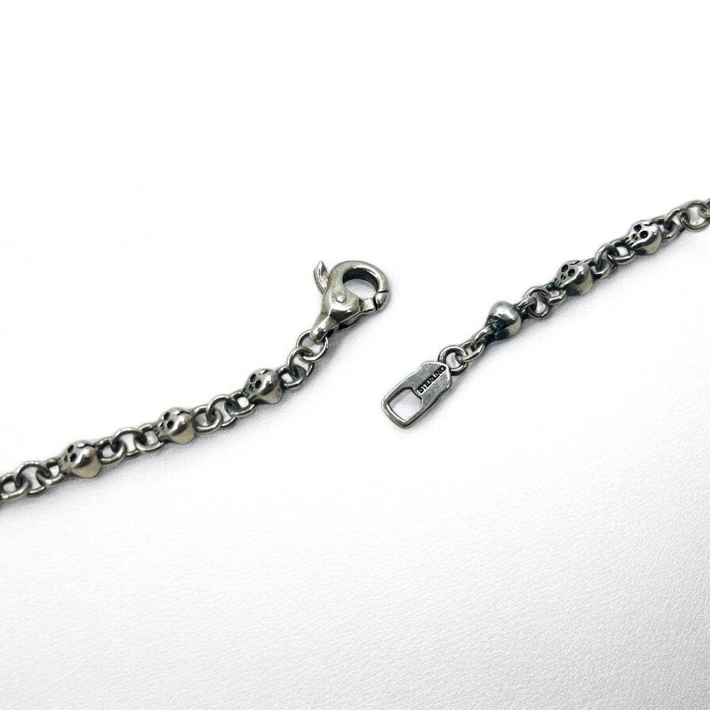 Vintage Skull Chain Necklace Collana a catena con teschio Pendente Argento STERLING 925 Gothic Rock