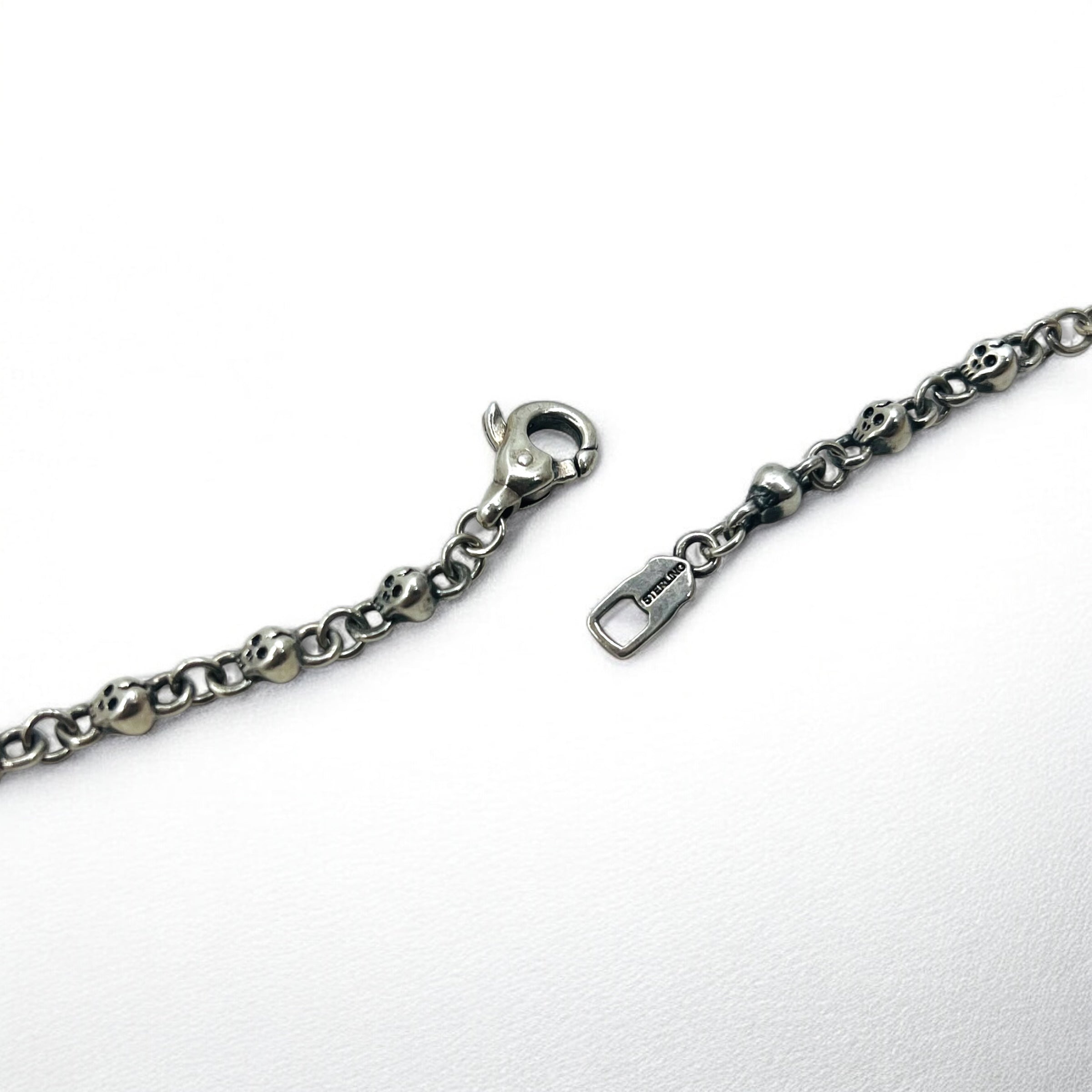 Vintage Skull Chain Necklace Collana a catena con teschio Pendente Argento STERLING 925 Gothic Rock