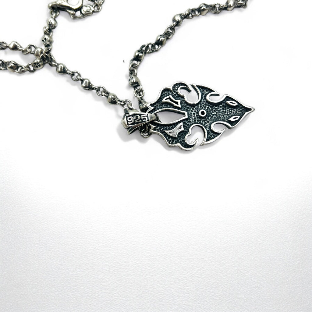Vintage Skull Chain Necklace Collana a catena con teschio Pendente Argento STERLING 925 Gothic Rock