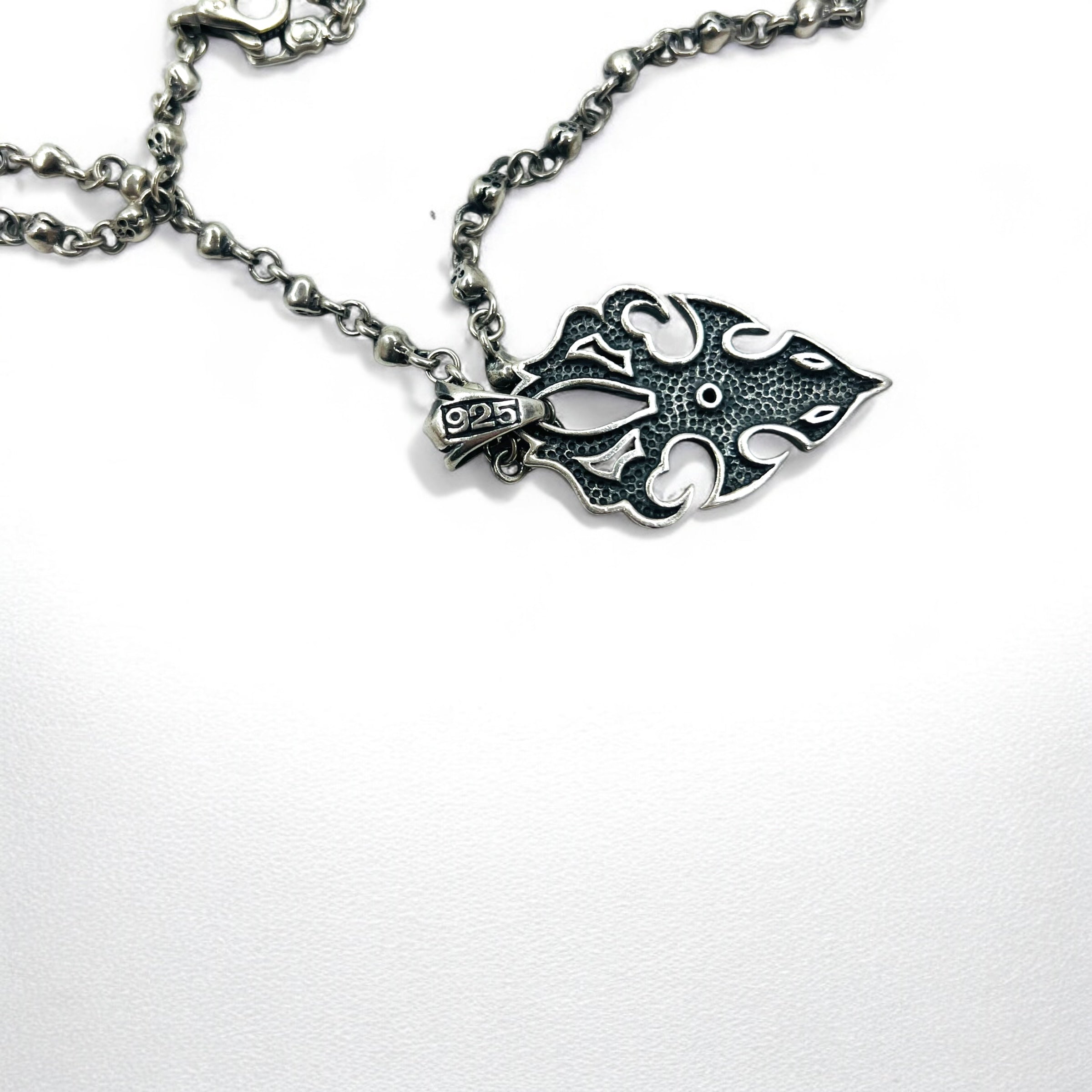 Vintage Skull Chain Necklace Collana a catena con teschio Pendente Argento STERLING 925 Gothic Rock