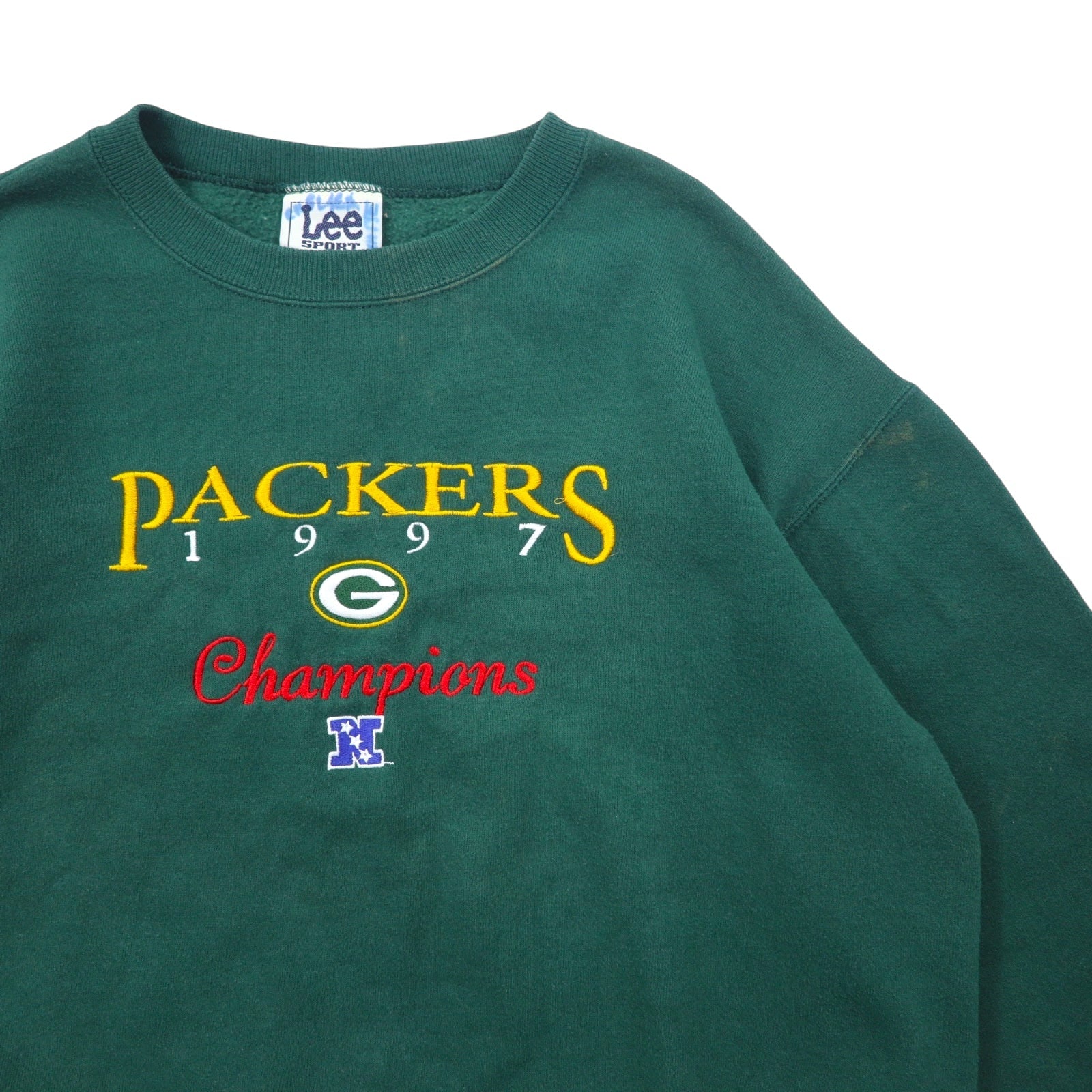 Lee SPORT anni '90 Made in USA NFL Ricamo Felpa M Verde Cotone PACKERS Packers NUTMEG