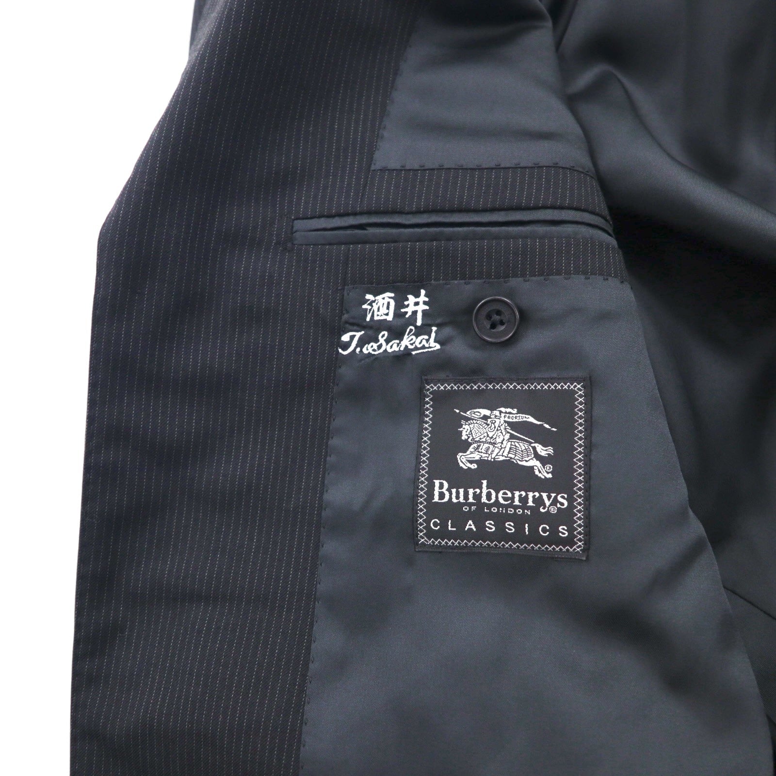 Burberrys CLASSICS オールド Super 100's 3B スーツ セットアップ L ブラック ウール シャドーストライプ