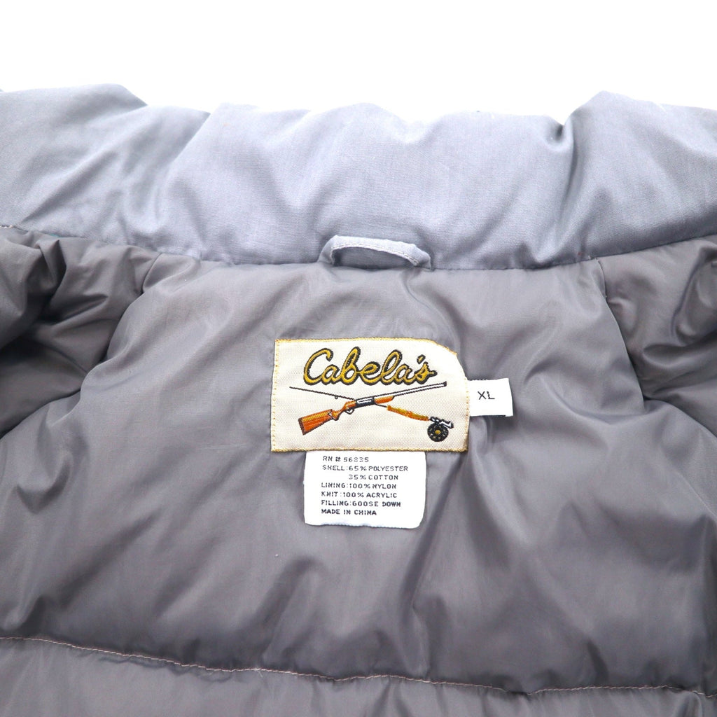 Cabela's 90年代 フード着脱式 65/35クロス グースダウンジャケット XL グレー ドローコード