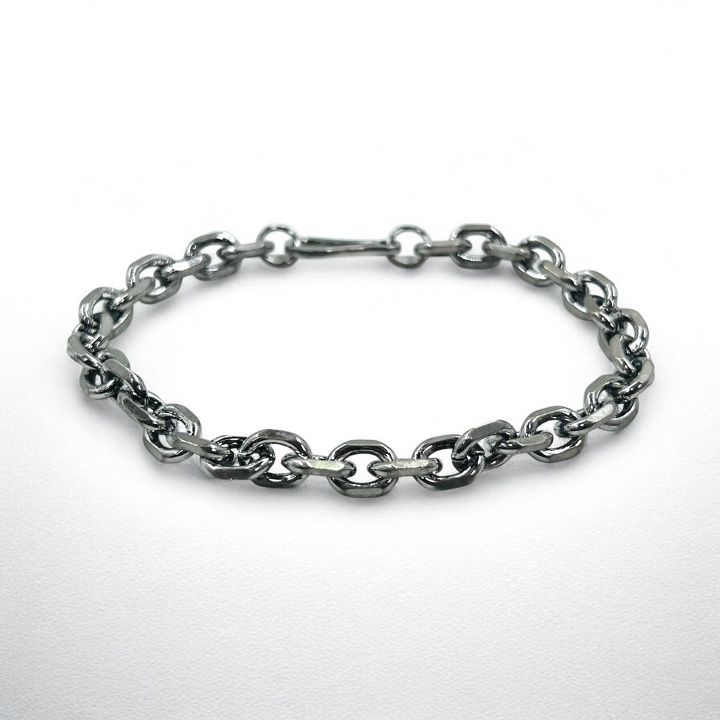 Bracciale a catena vintage in argento a maglie a catena con gancio, argento 925