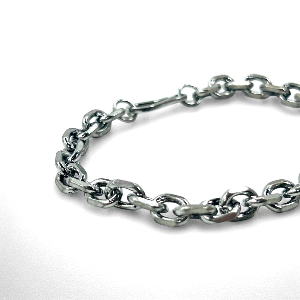 Bracciale a catena vintage in argento a maglie a catena con gancio, argento 925