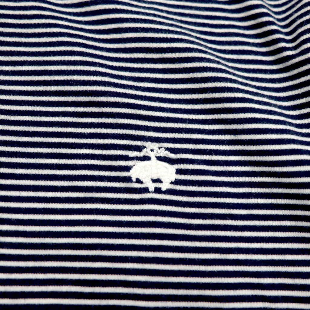 Brooks Brothers 346 Polo a righe M Bianco Blu navy Cotone Ricamo logo a punto singolo